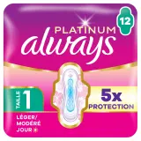 ALWAYS Platinum Serviettes hygiéniques avec ailettes flux léger à modéré taille 1