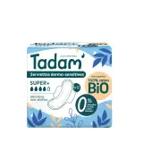 TADAM Serviettes hygiéniques sensitives avec ailettes 100% coton bio super+