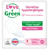 LOVE & GREEN Serviettes hygiéniques écologiques avec ailettes normal