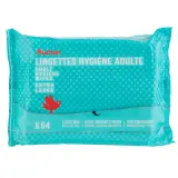 AUCHAN Lingettes hygiène adulte extra large nettoie rafraîchit & protège à l'aloe vera