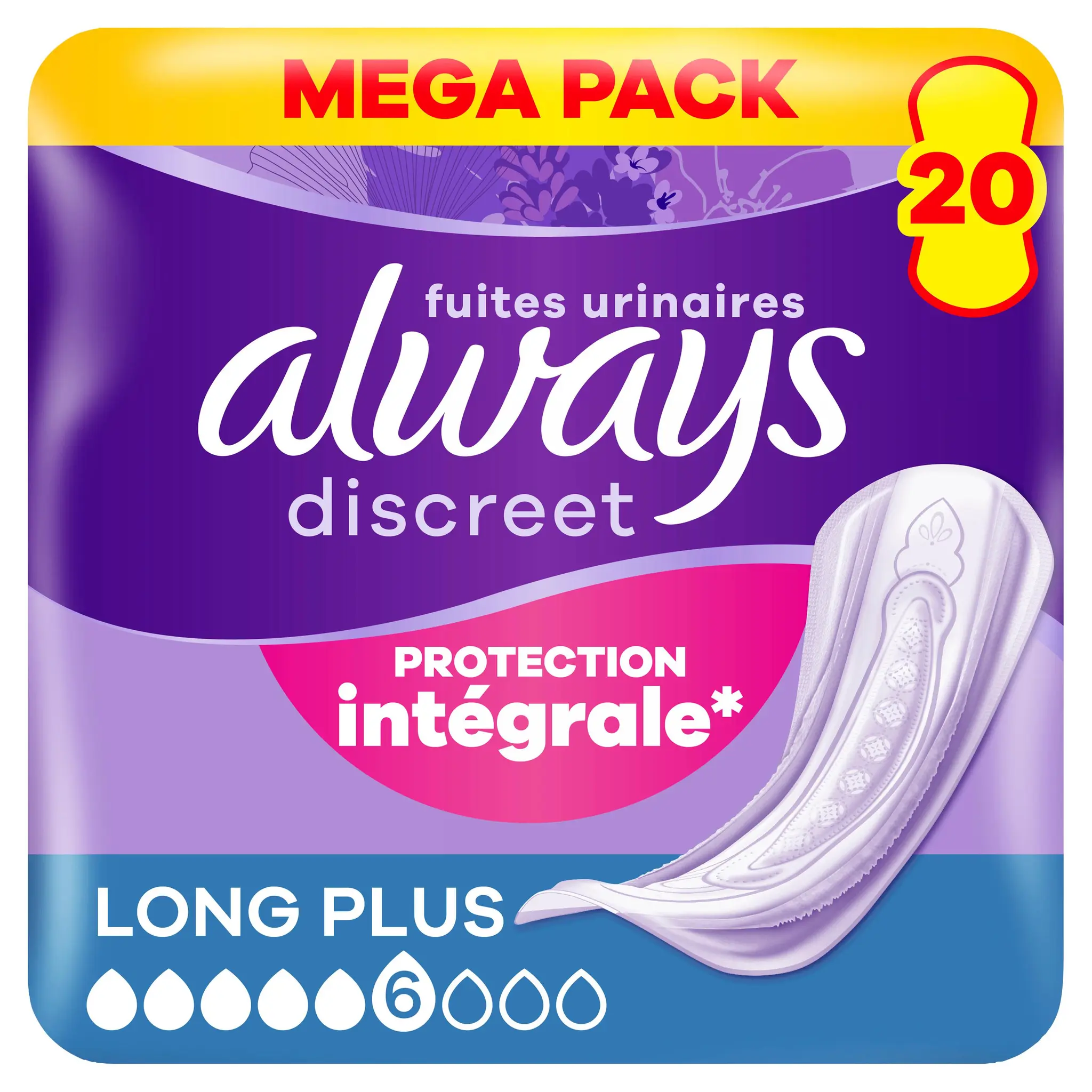 ALWAYS Discreet Serviettes hygiéniques pour fuites urinaires long+