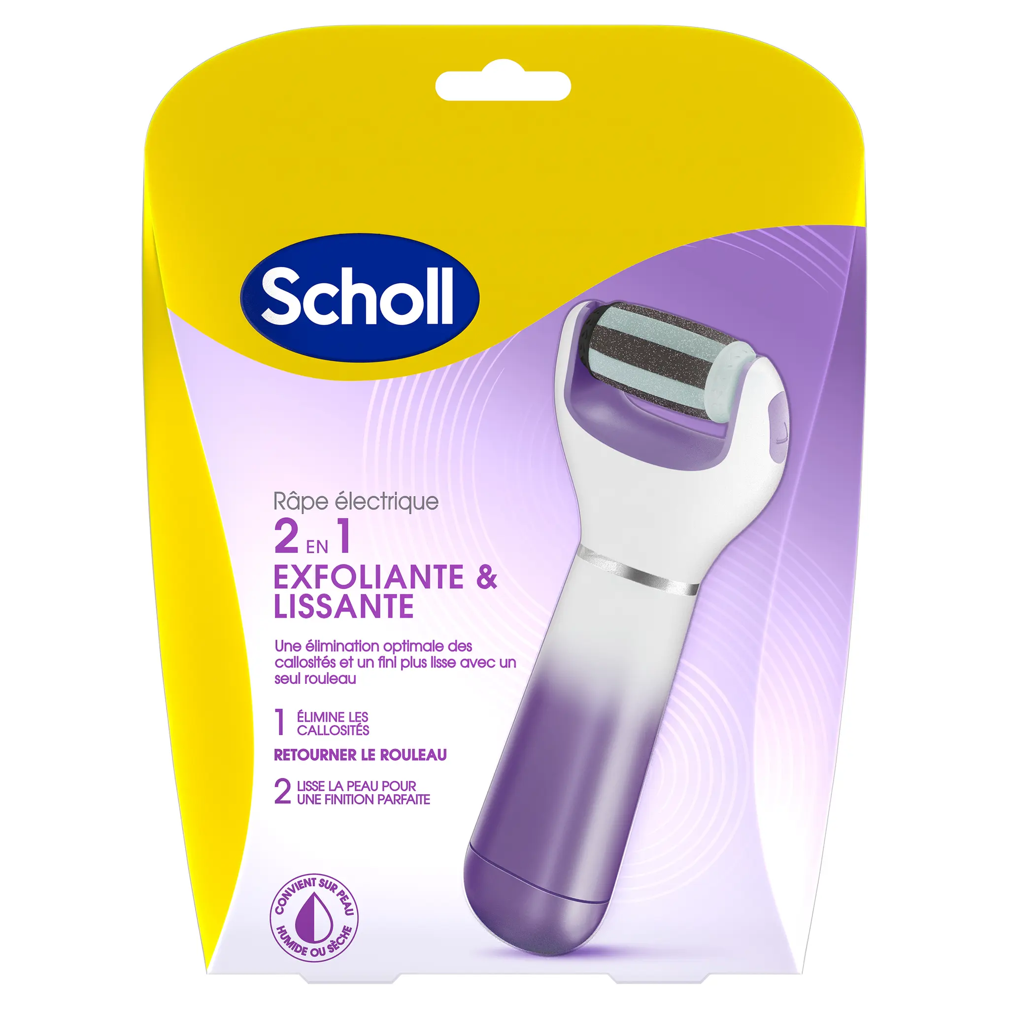 SCHOLL Râpe électrique 2 en 1 exfoliante et lissante anti-callosités