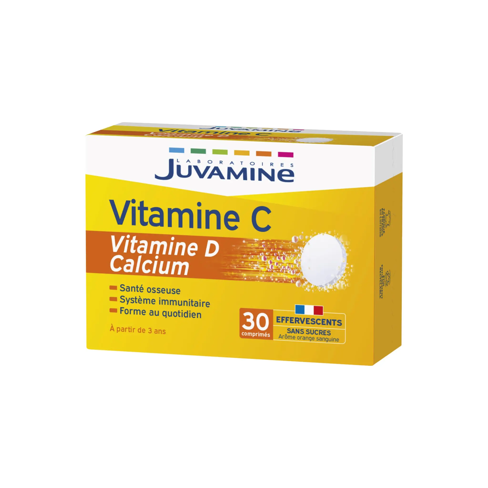 JUVAMINE Comprimés vitamine C & vitamine D & calcium arôme orange sanguine sans sucres