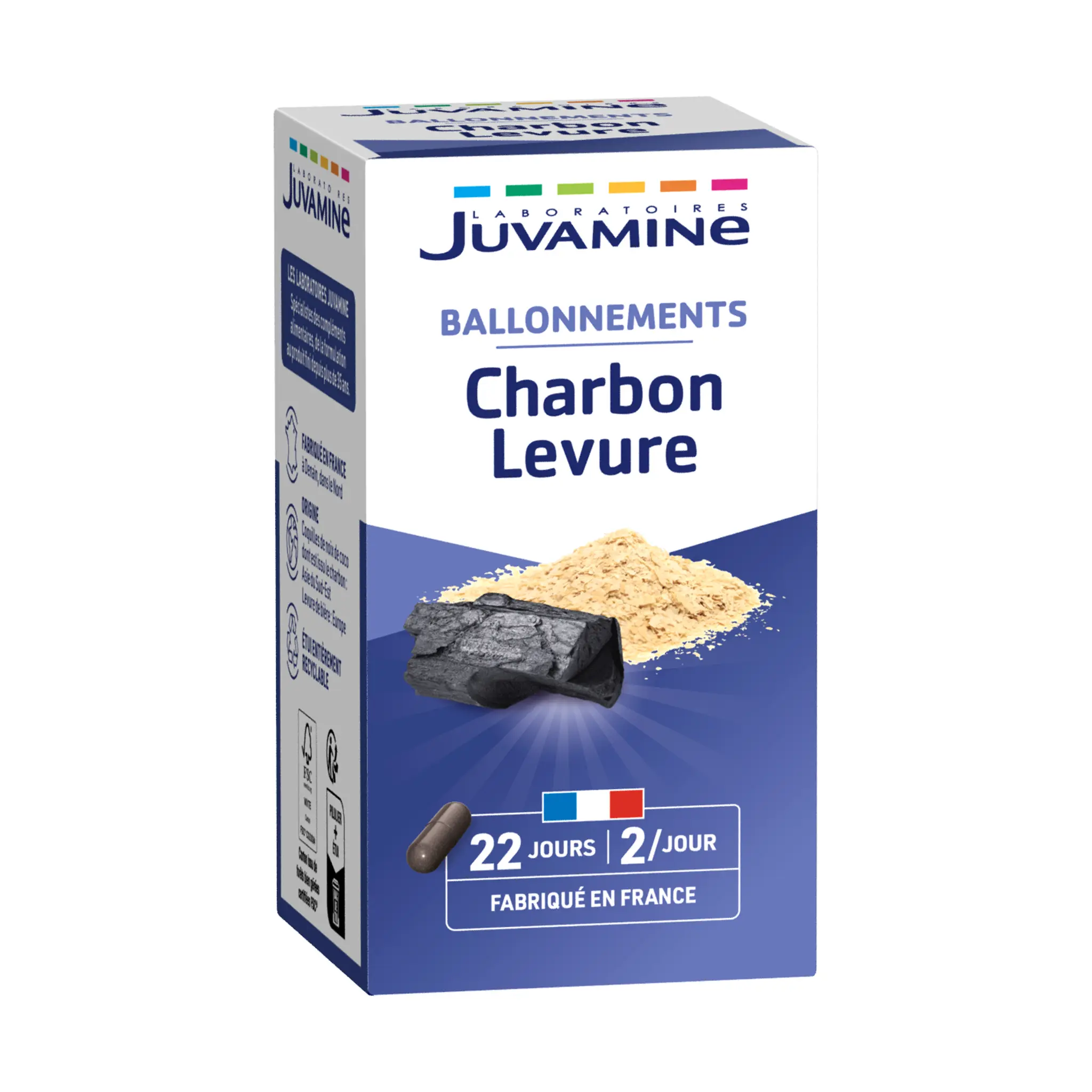 JUVAMINE Gaz intestinaux comprimés charbon + levure