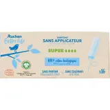 AUCHAN BETTER LIFE Tampons sans applicateur coton bio super