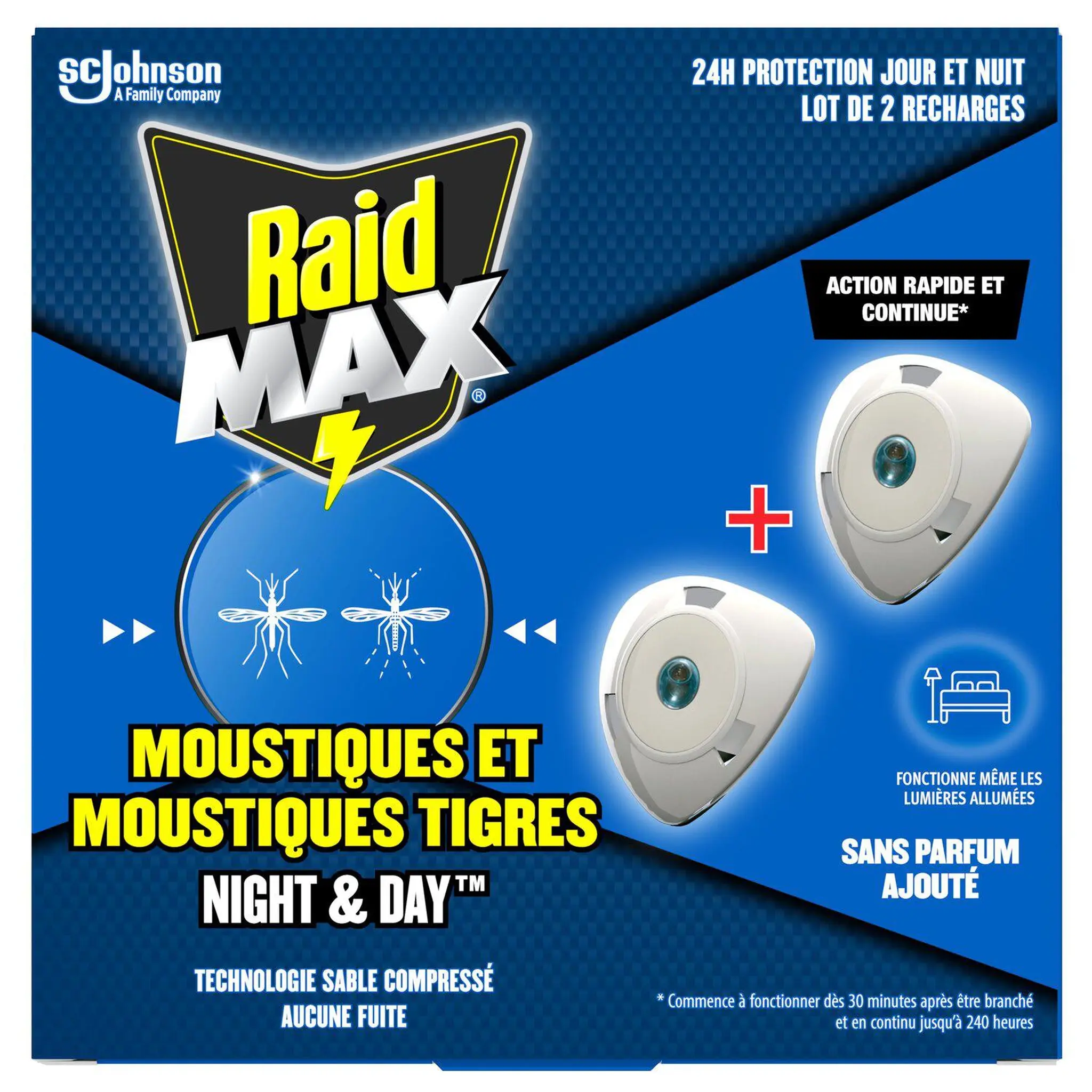 RAID Max recharges jour et nuit anti-moustiques et moustiques tigres TP18