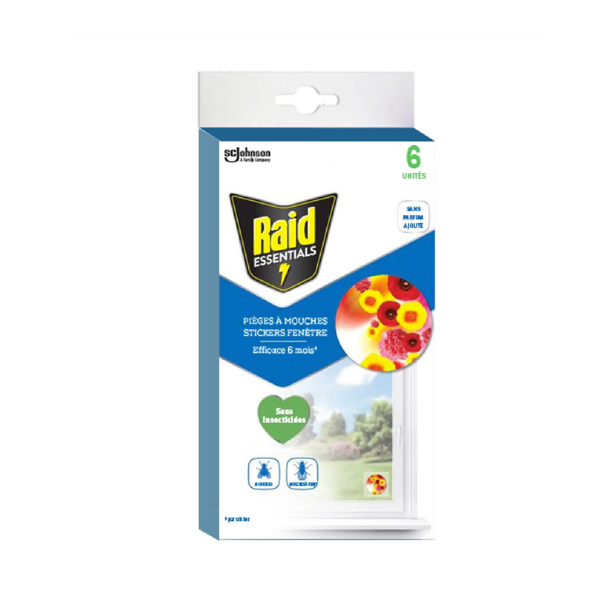 RAID Essentials Pièges à mouches stickers fenêtre bouquet floral sans insecticides