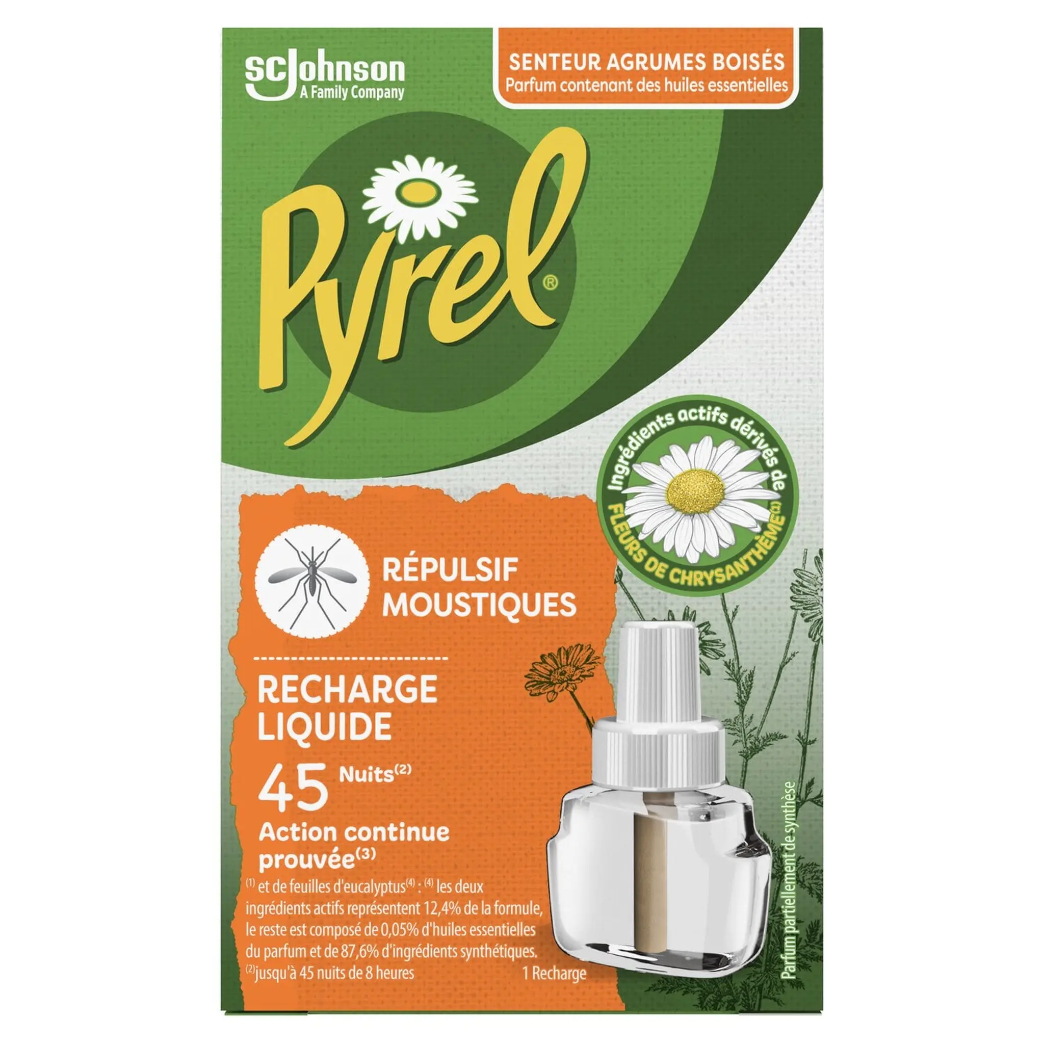 PYREL Recharge liquide diffuseur répulsif moustiques agrumes boisés