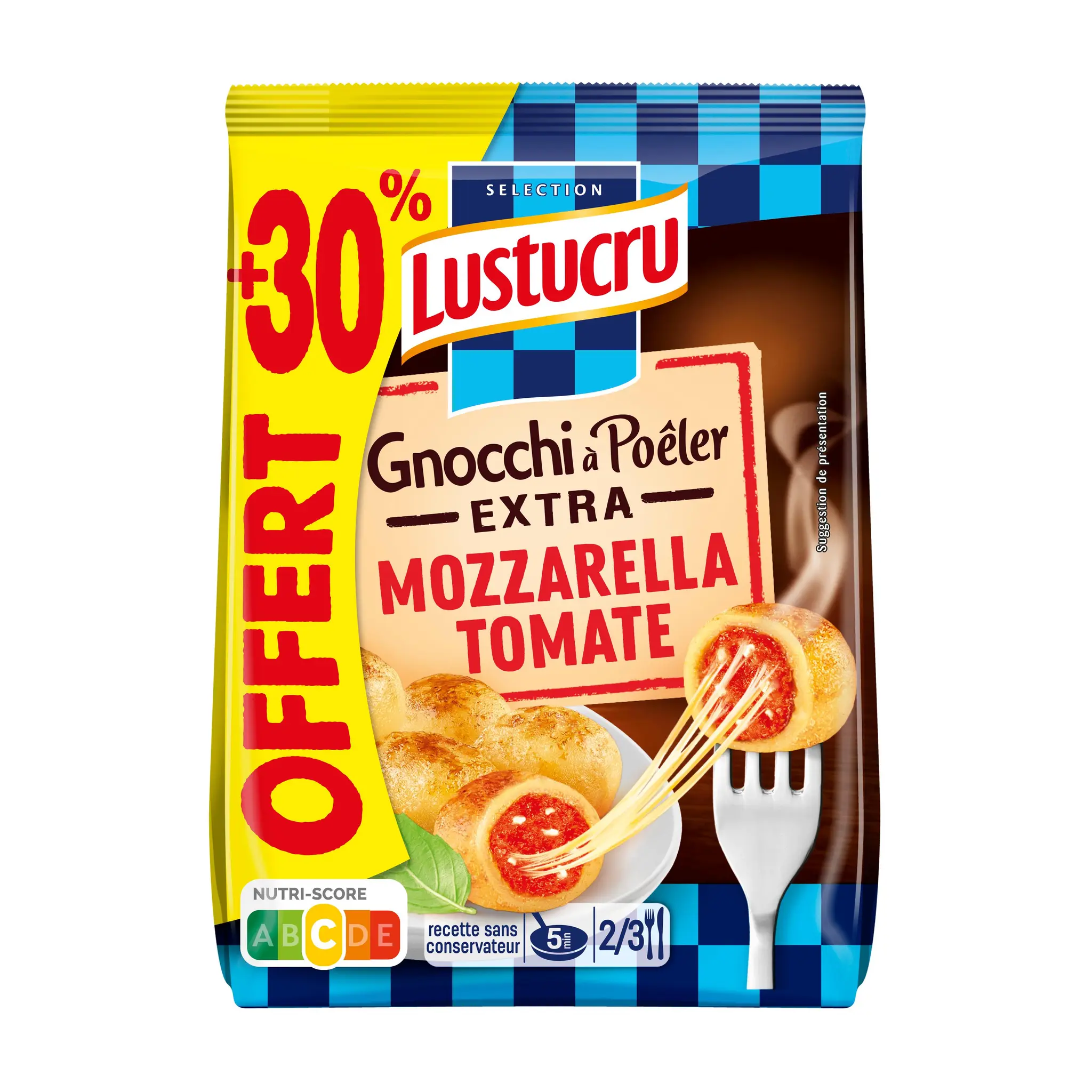 LUSTUCRU Gnocchi à poêler extra mozzarella tomate