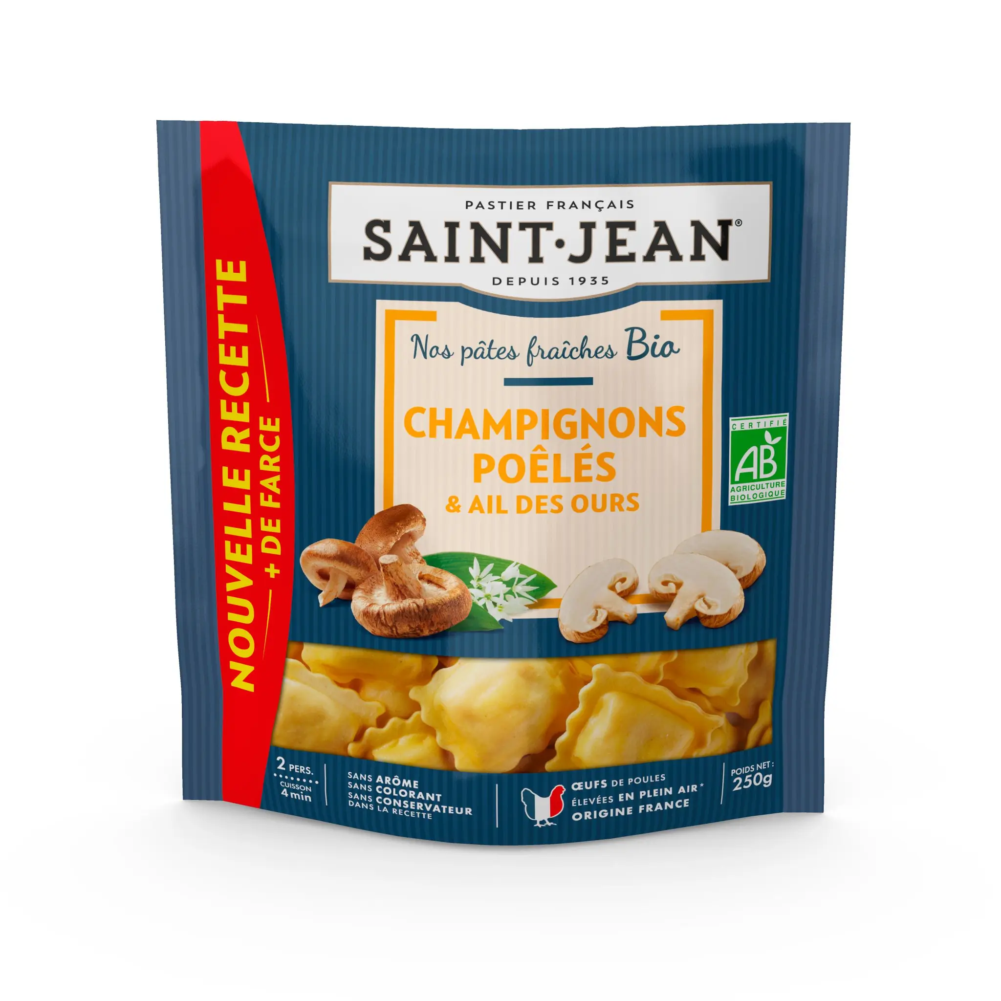 SAINT JEAN Raviolis bio champignons poêlés et ail des ours