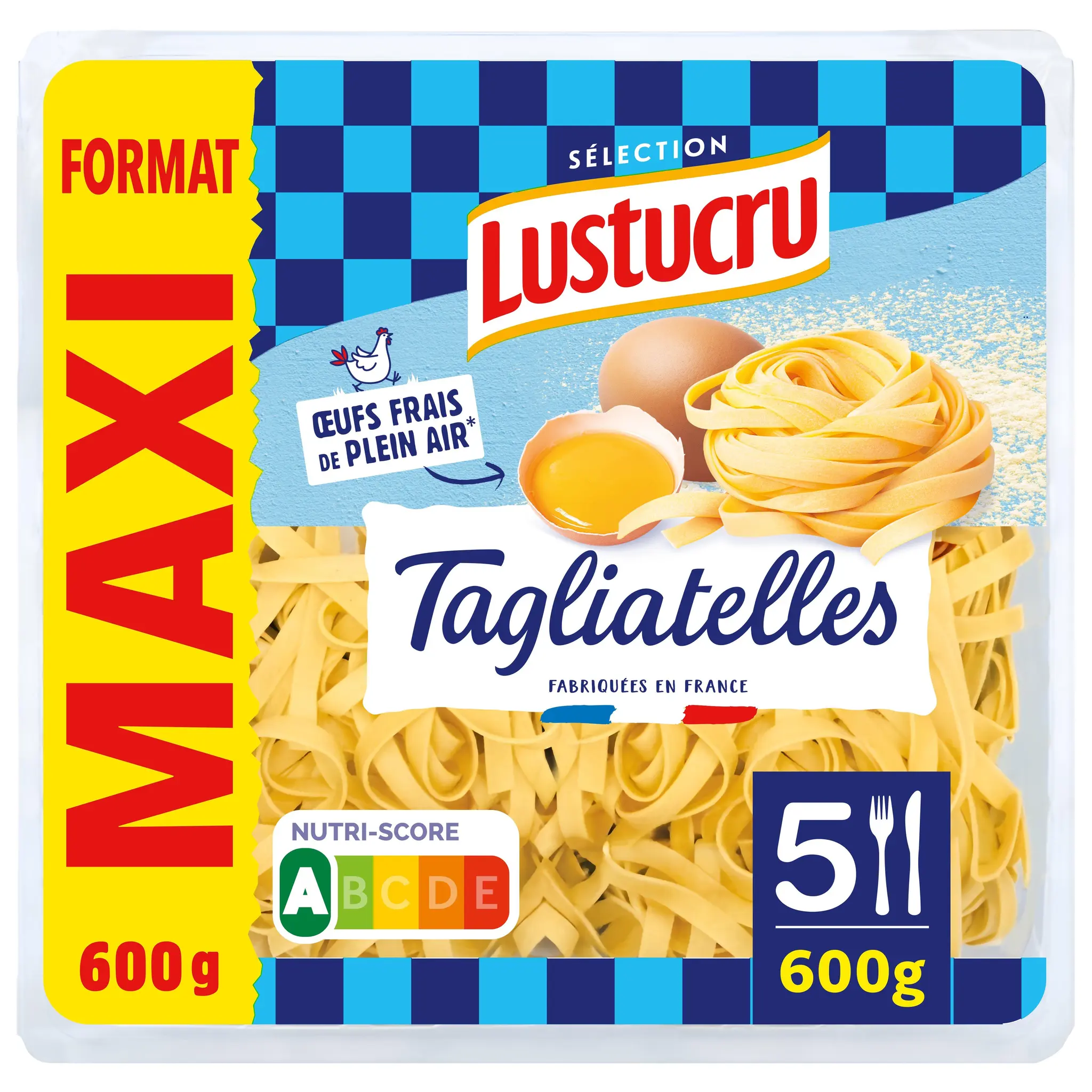 LUSTUCRU Tagliatelles aux œufs frais format Maxi