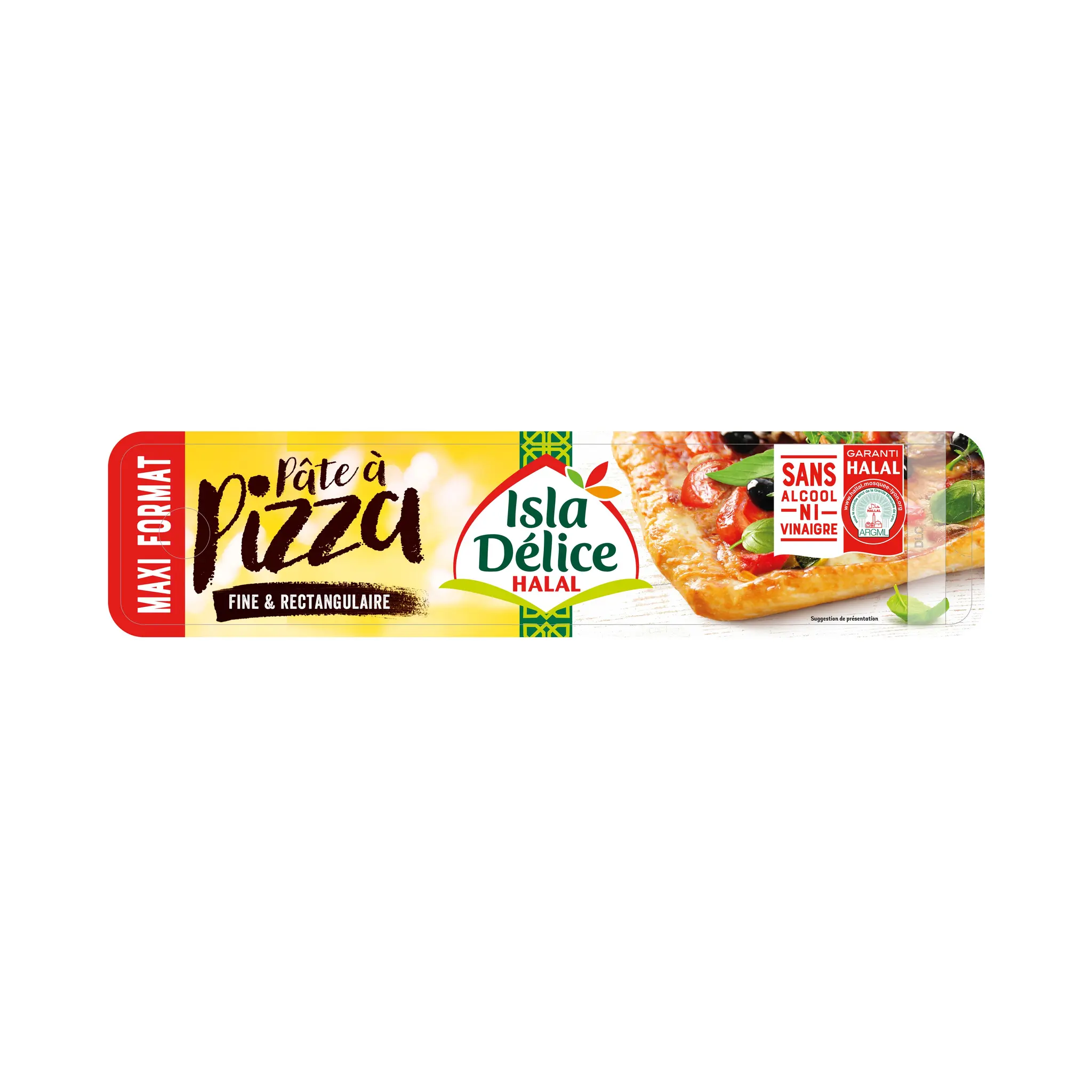 ISLA DELICE Pâte à pizza halal fine et rectangulaire