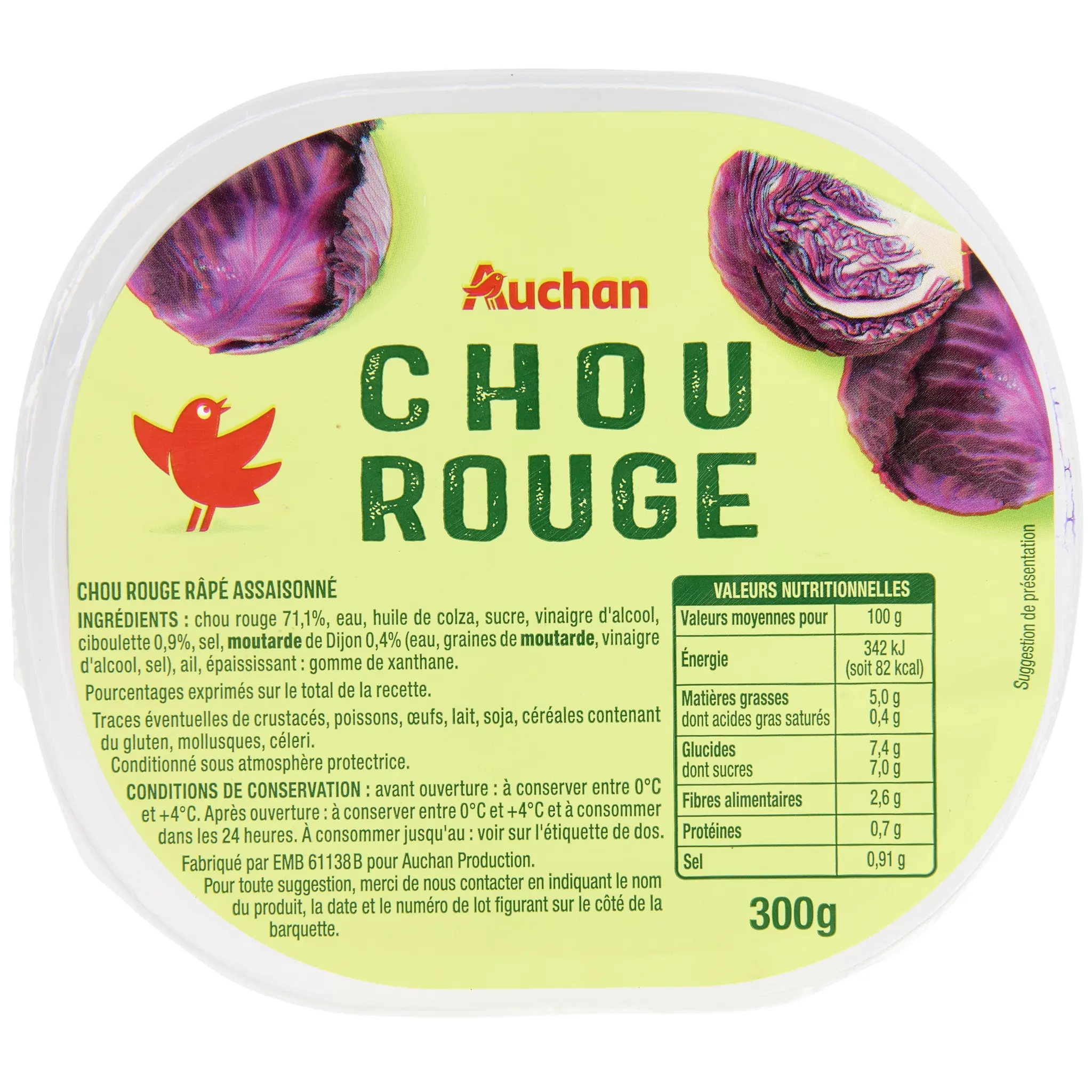 AUCHAN Salade de choux rouge