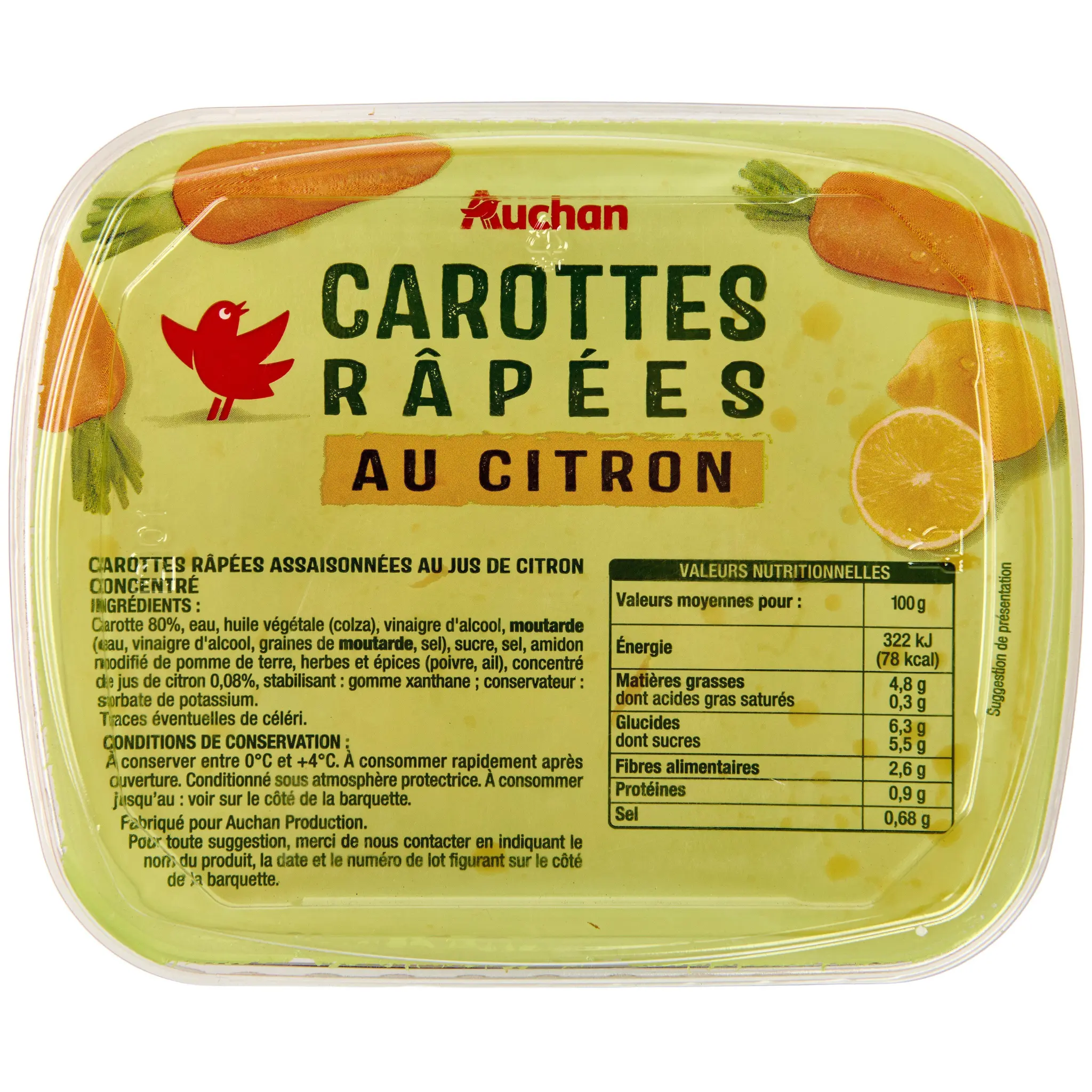 AUCHAN Carottes râpées au citron