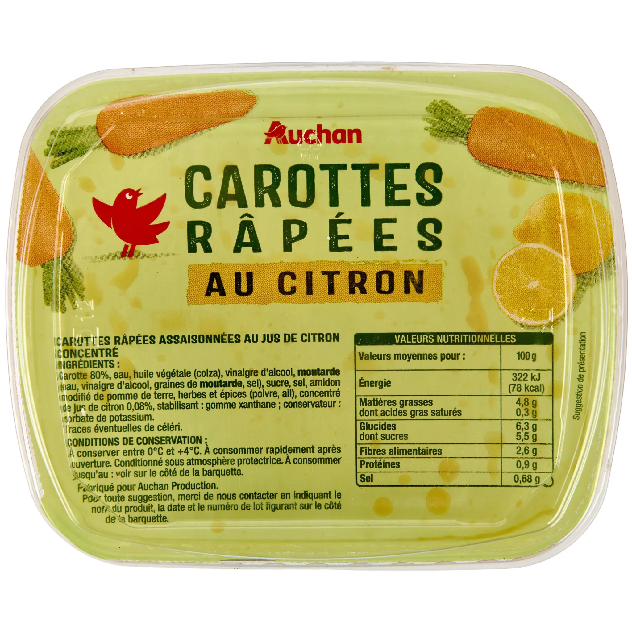 AUCHAN Carottes râpées au citron