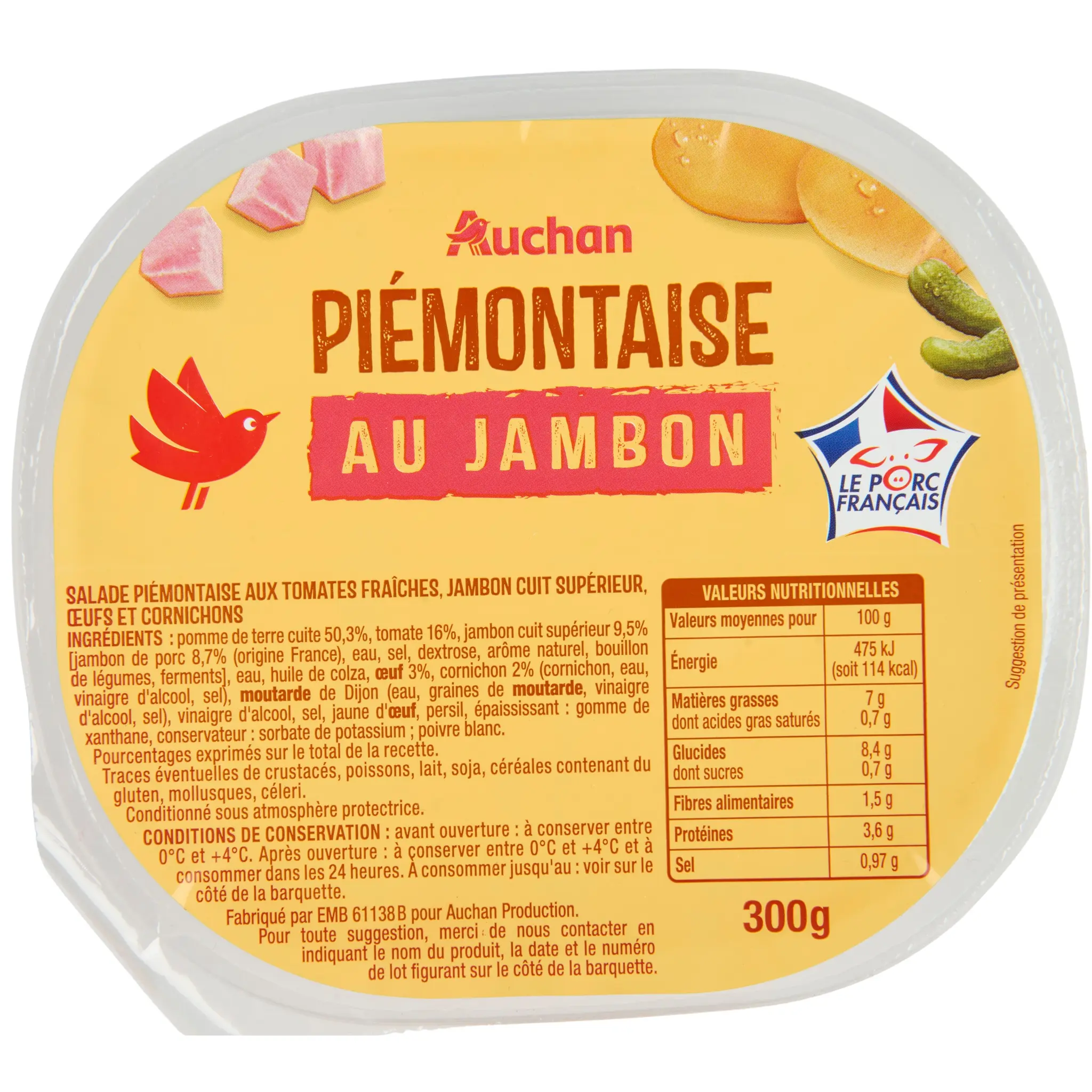 AUCHAN Piémontaise au jambon
