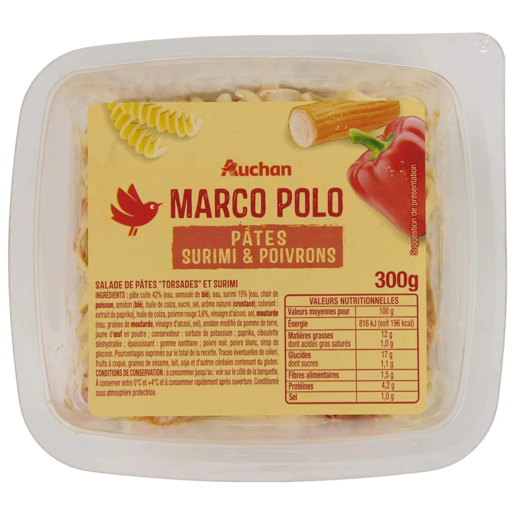 AUCHAN Salade Marco Polo aux pâtes et surimi