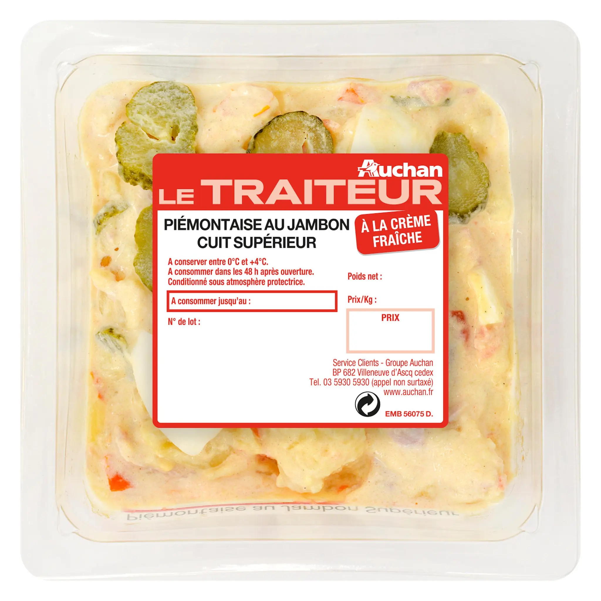 AUCHAN LE TRAITEUR Piémontaise au jambon cuit supérieur