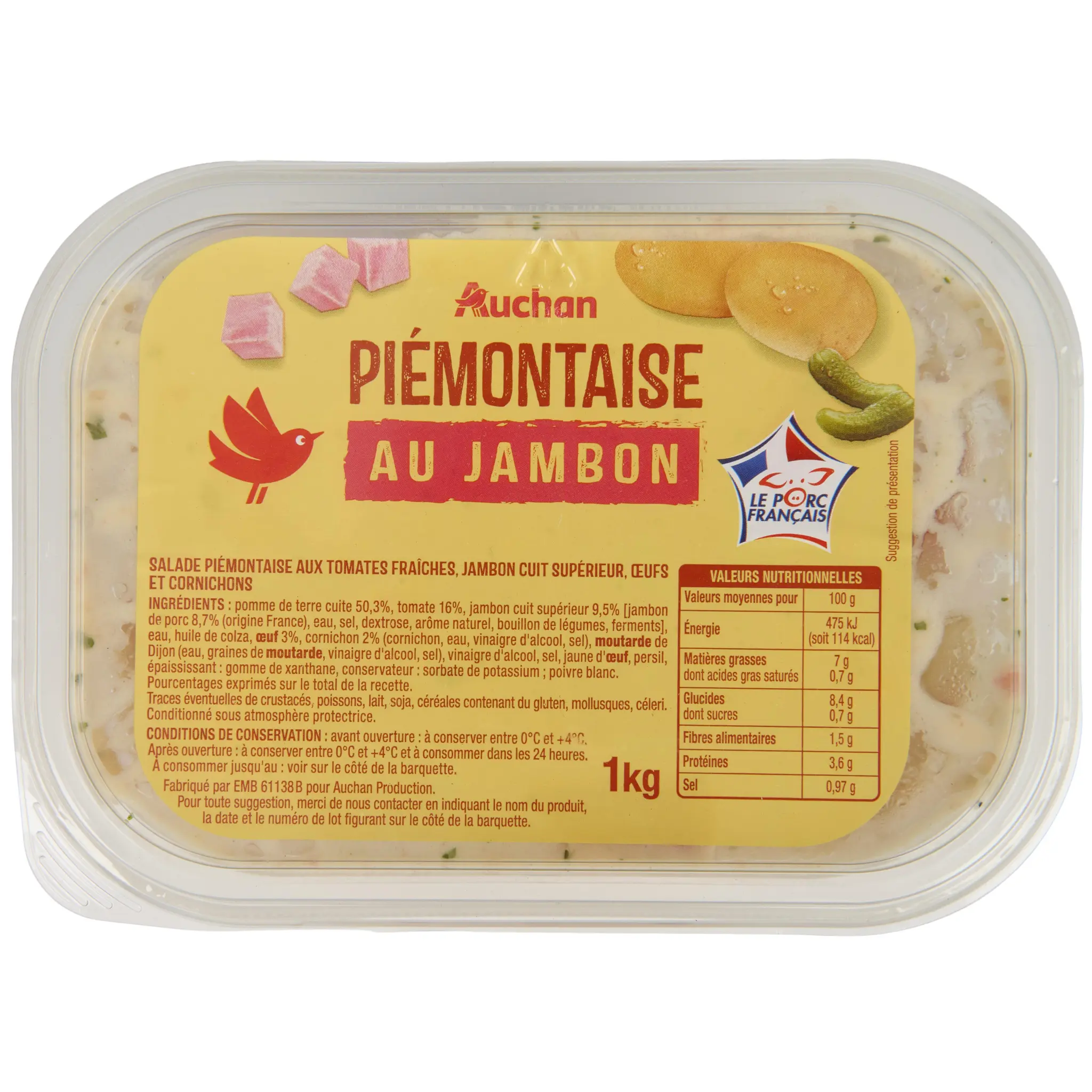 AUCHAN Piémontaise au jambon