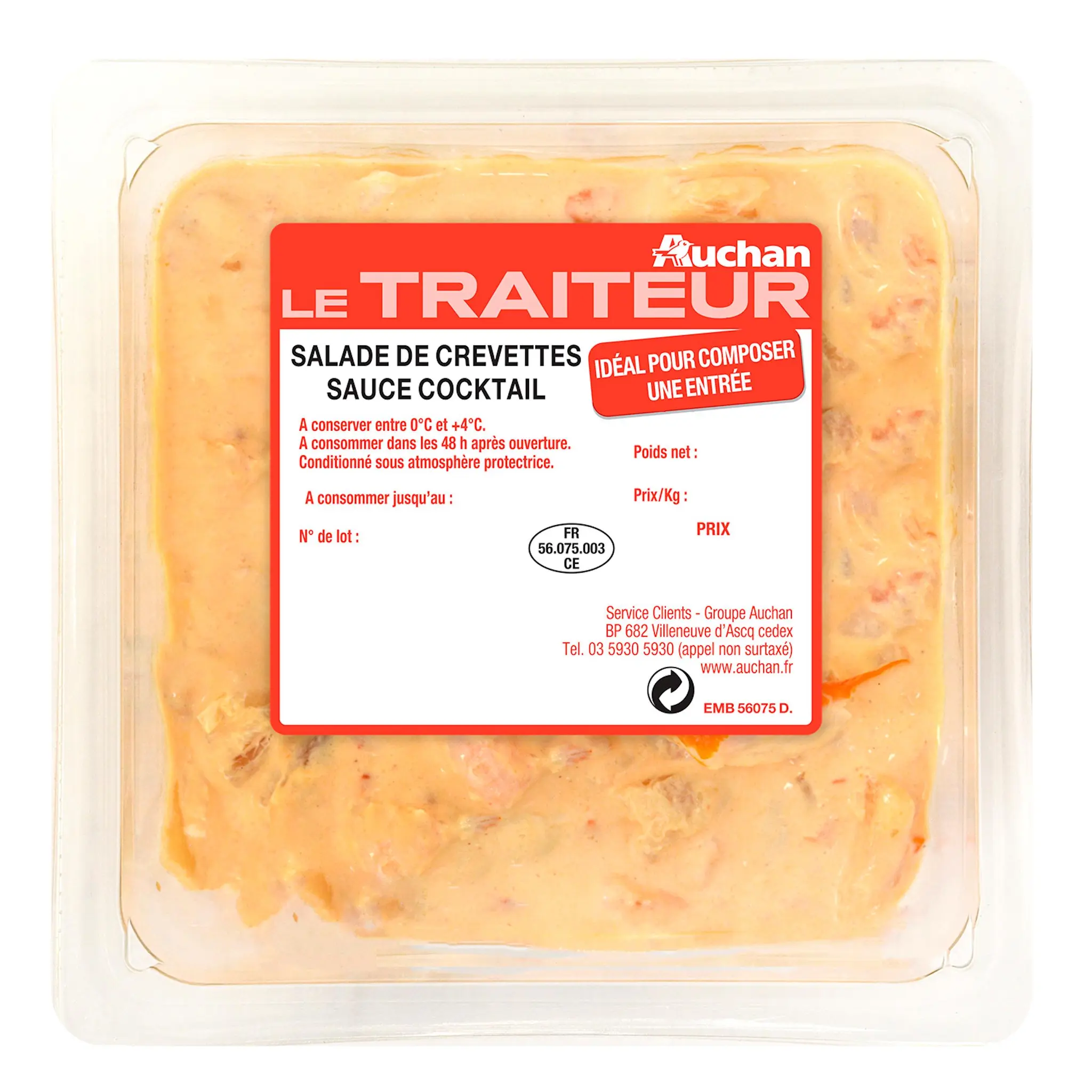 AUCHAN LE TRAITEUR Salade de crevettes sauce cocktail