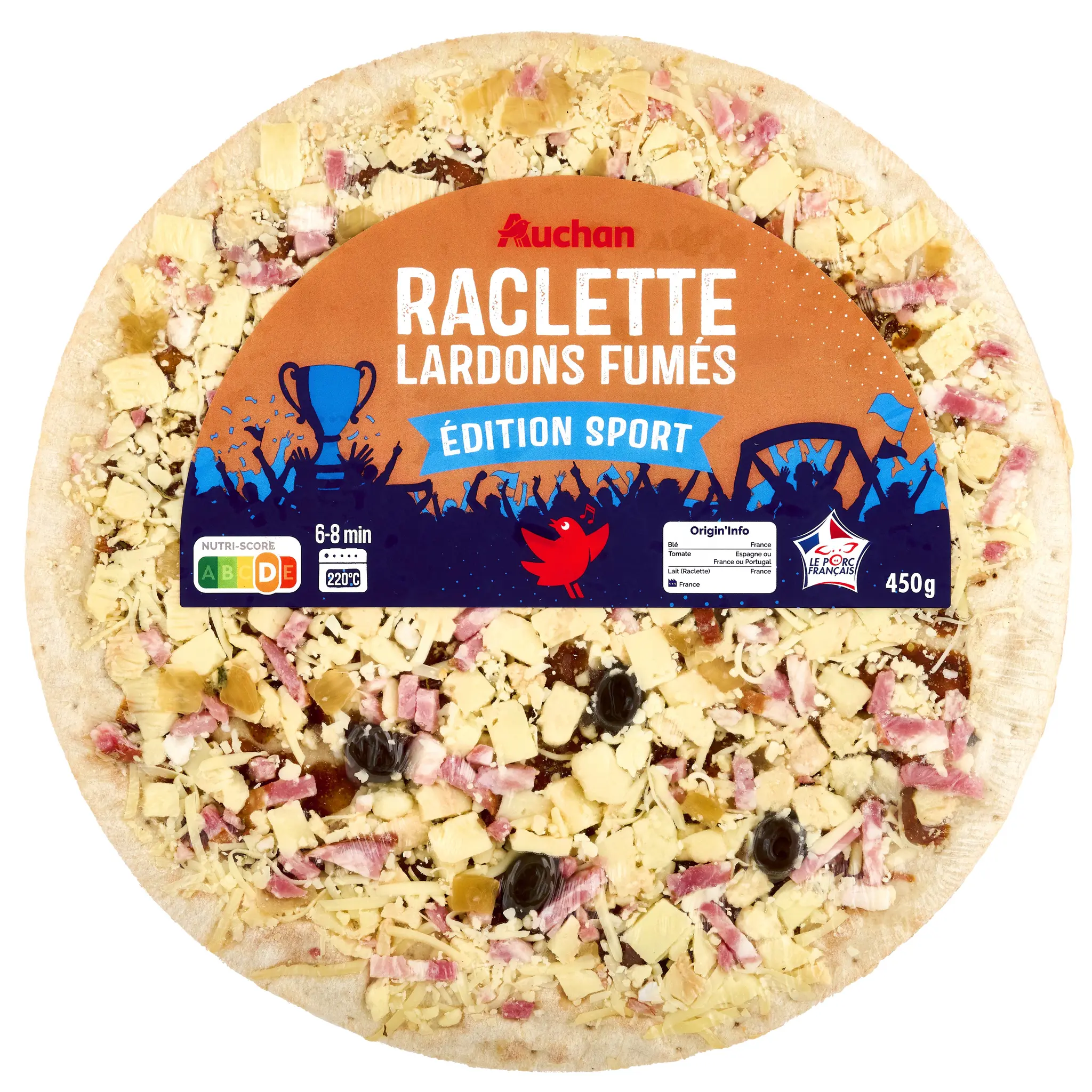 AUCHAN Pizzas raclette lardons fumés