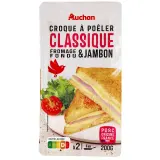 AUCHAN Croque à poêler classique au fromage fondu et jambon