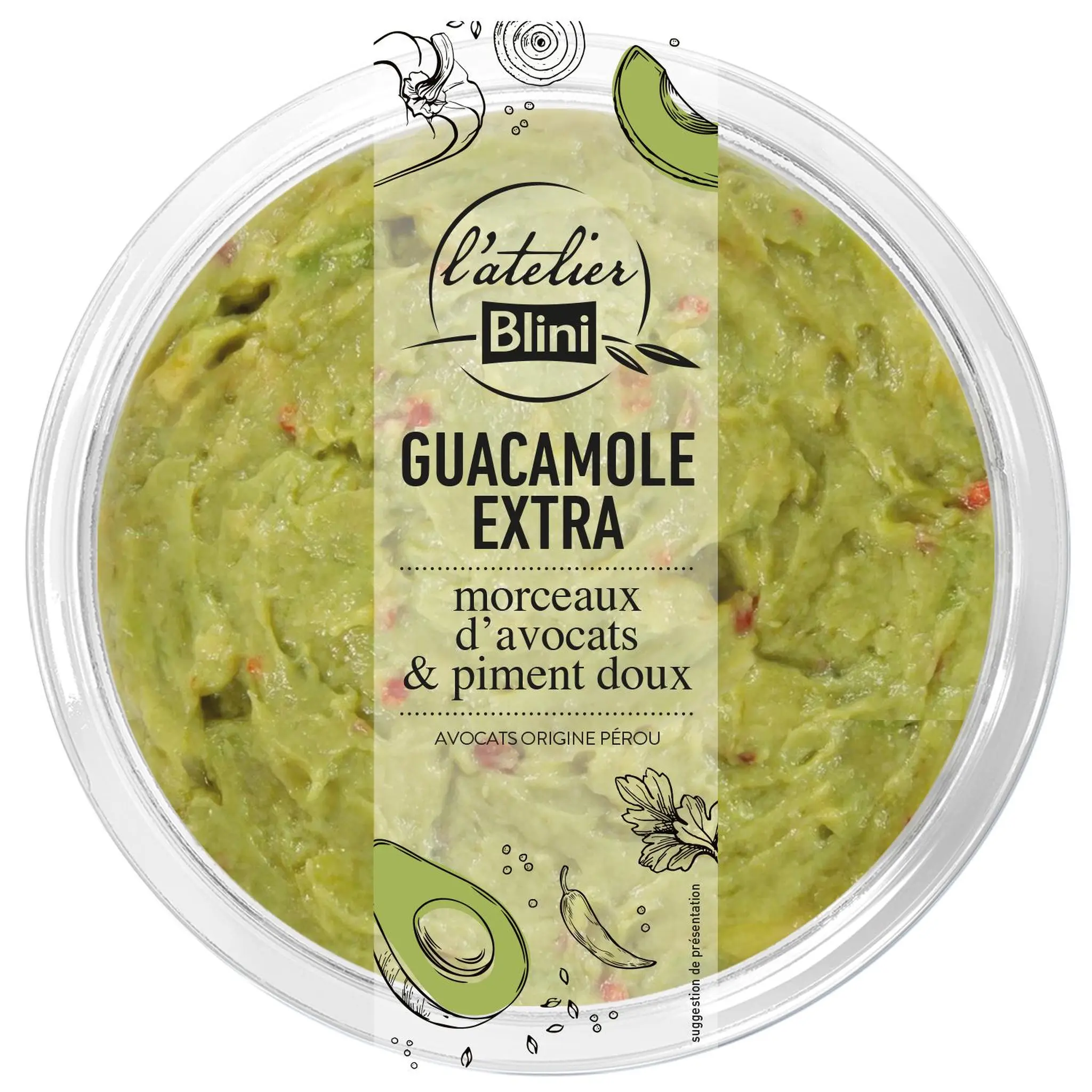 L'ATELIER BLINI Guacamole extra morceaux d'avocats et piment doux