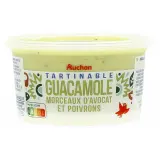 AUCHAN Tartinable guacamole morceaux d'avocat et poivron