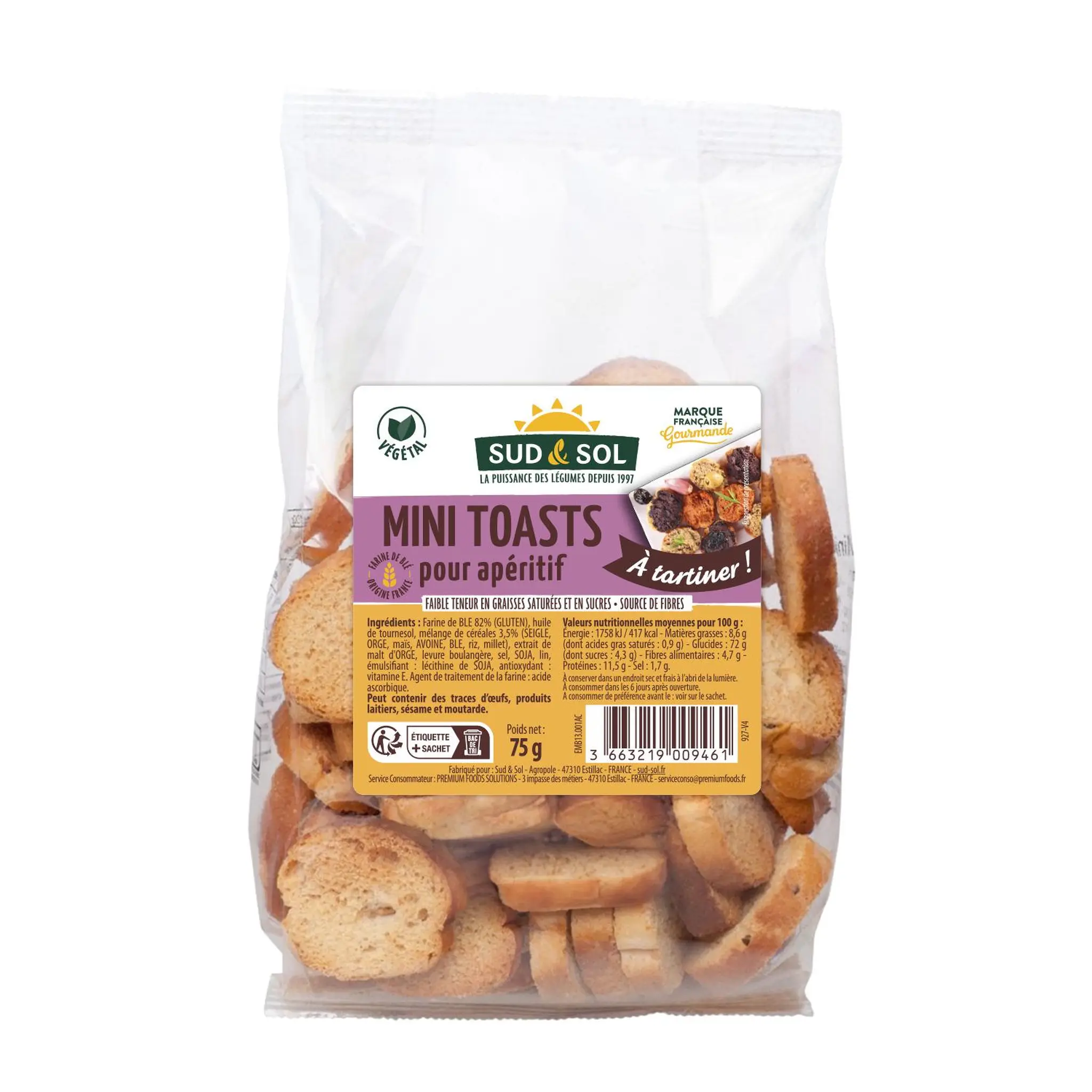 SUD & SOL Mini toasts pour apéritif