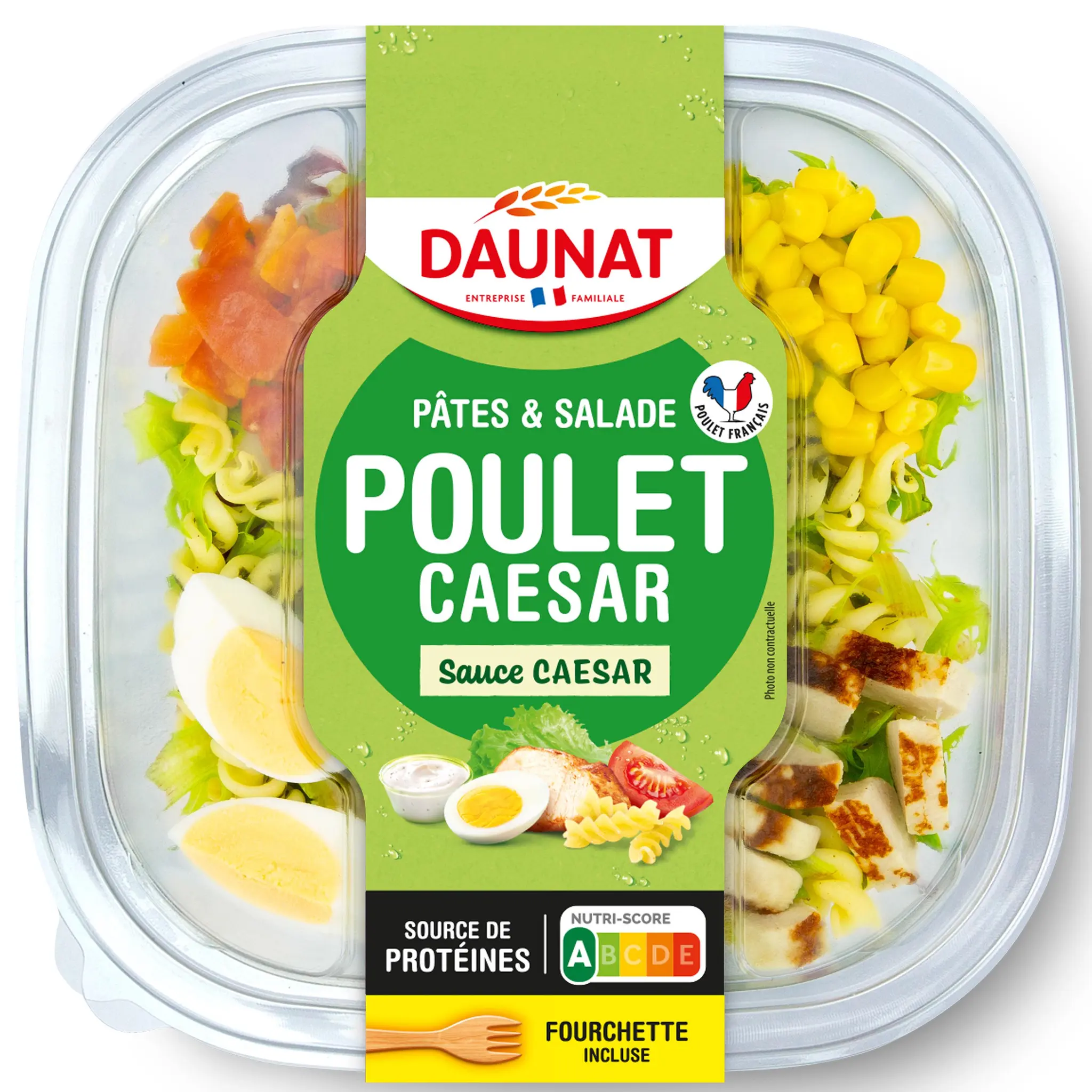 DAUNAT Salade pâtes poulet caesar sauce caesar avec fourchette
