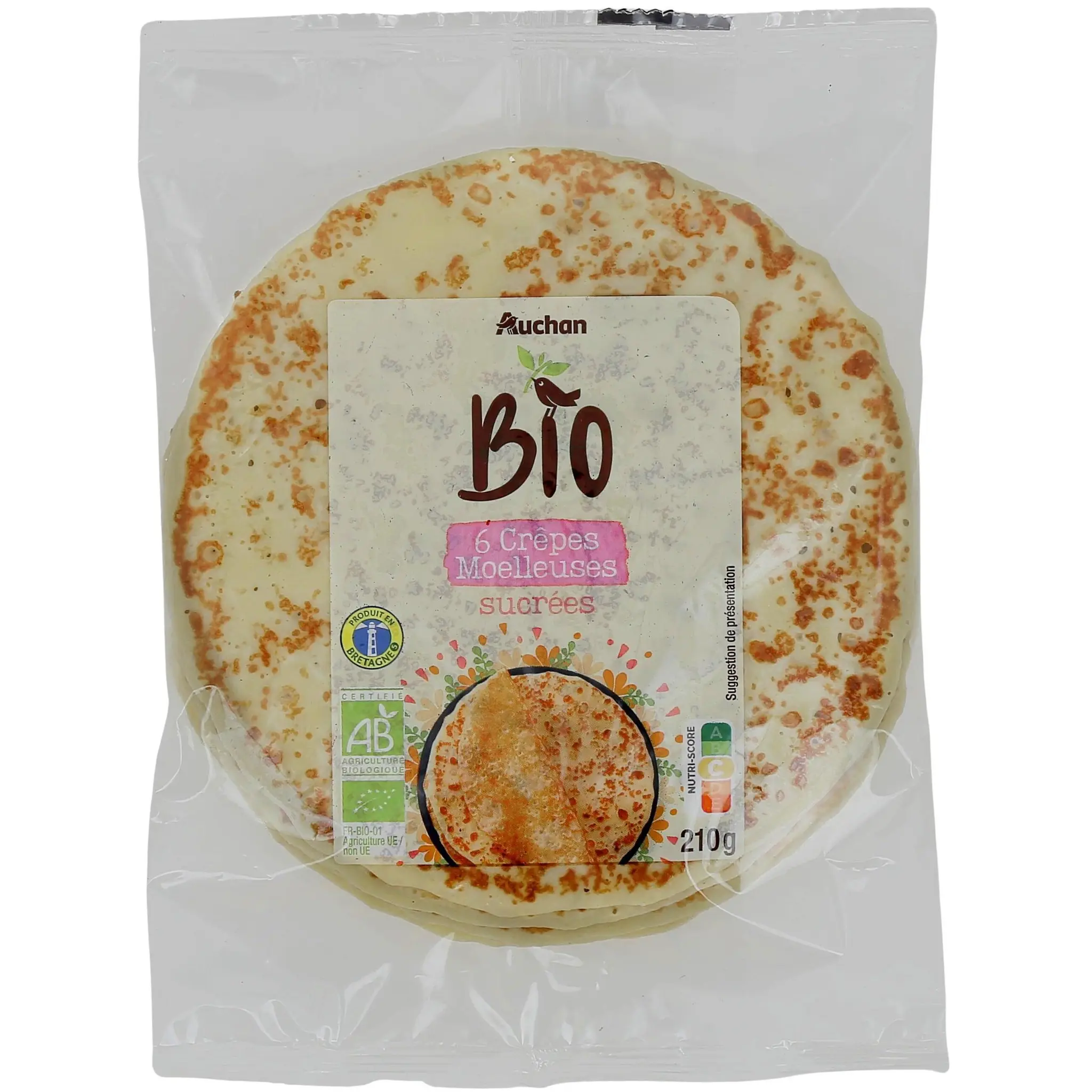 AUCHAN BIO Crêpes moelleuses sucrées