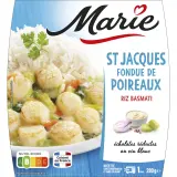 MARIE St-Jacques fondue de poireaux et riz basmati sans couverts
