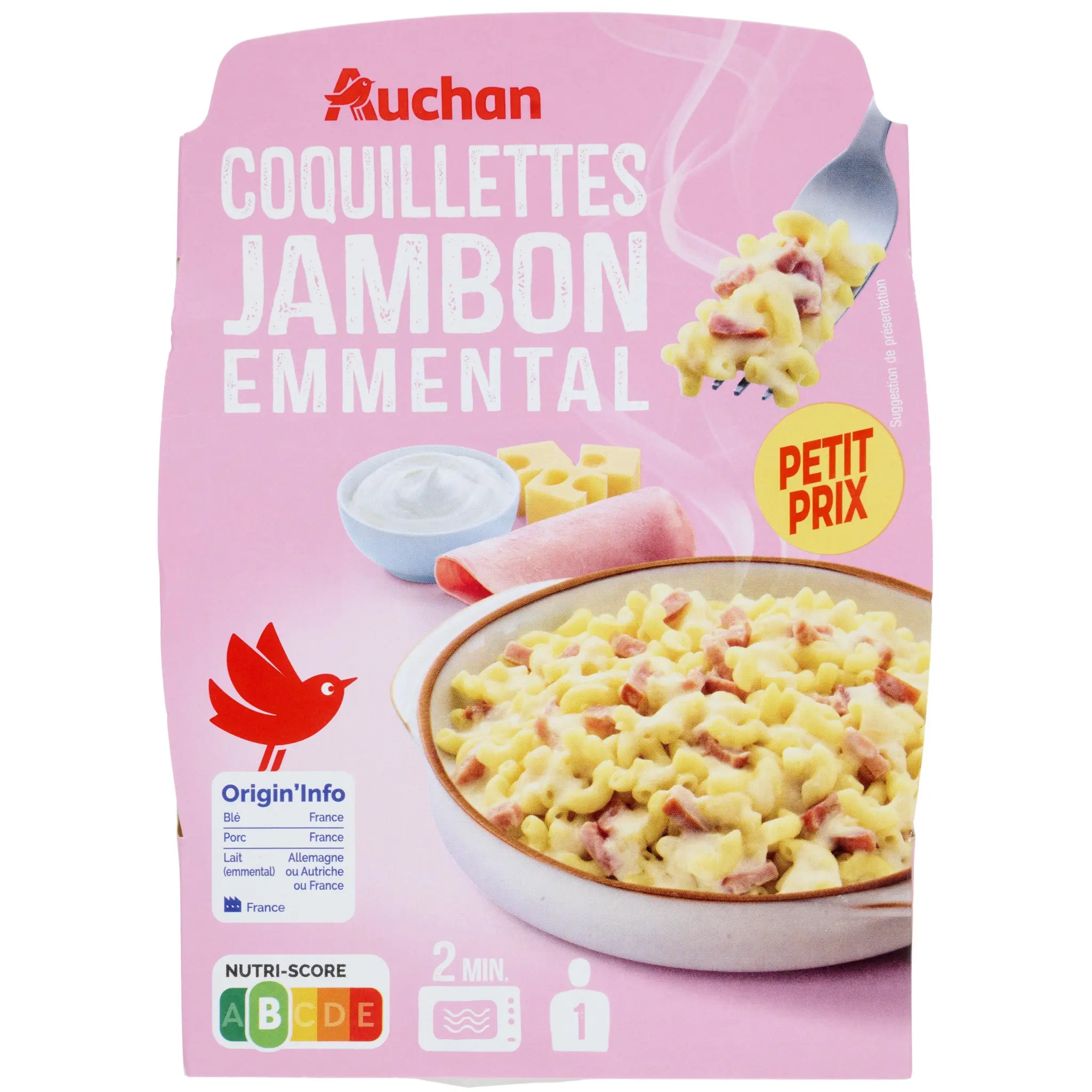 AUCHAN Coquillettes jambon emmental