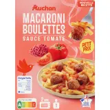 AUCHAN Macaroni boulettes de viandes sauce tomate