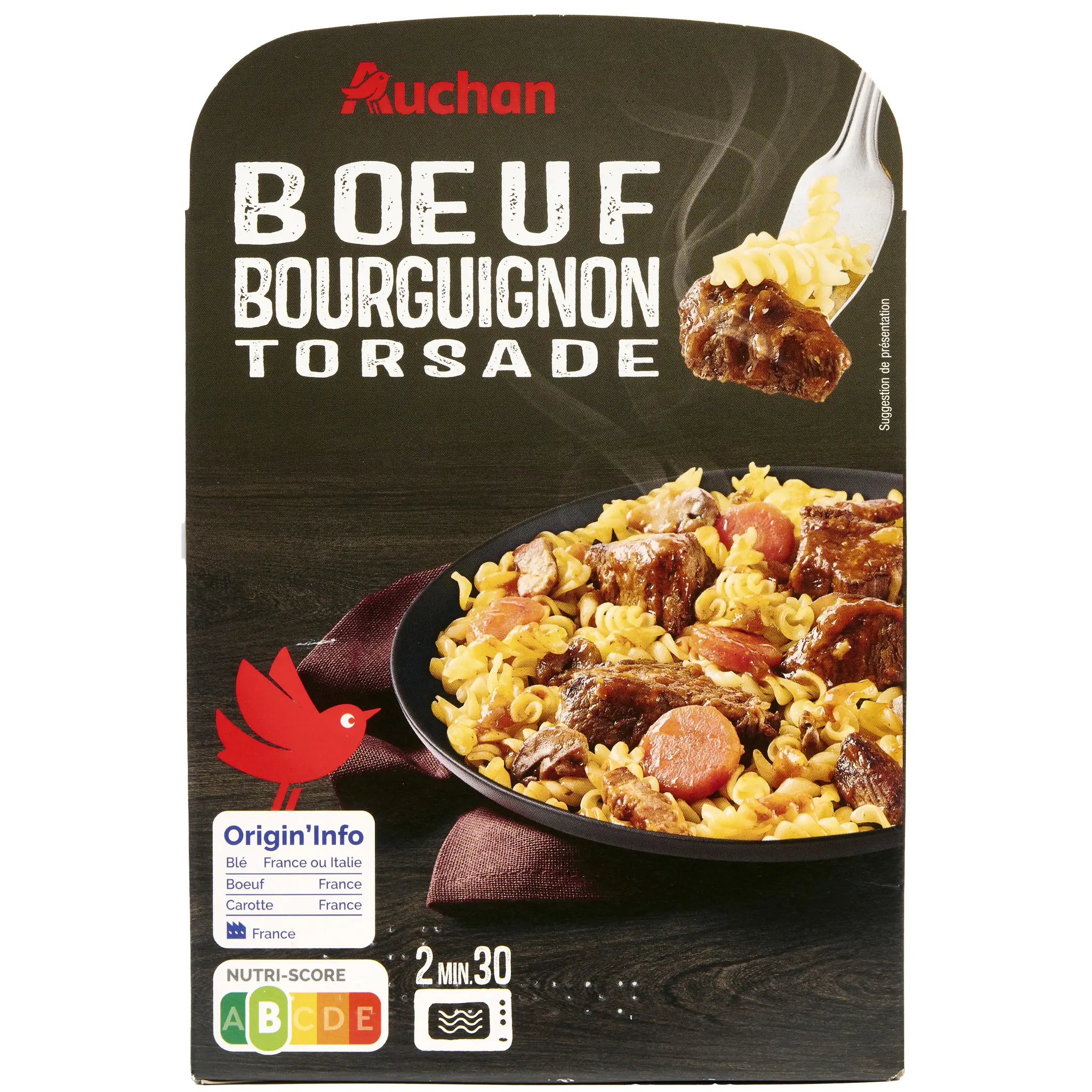 AUCHAN Boeuf bourguignon aux torsades