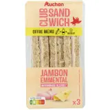 AUCHAN Sandwich triple jambon emmental