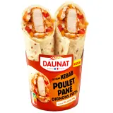 DAUNAT Wrap façon kebab poulet pané oignons frits sauce blanche