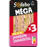 SODEBO Sandwich Le Méga club jambon et emmental