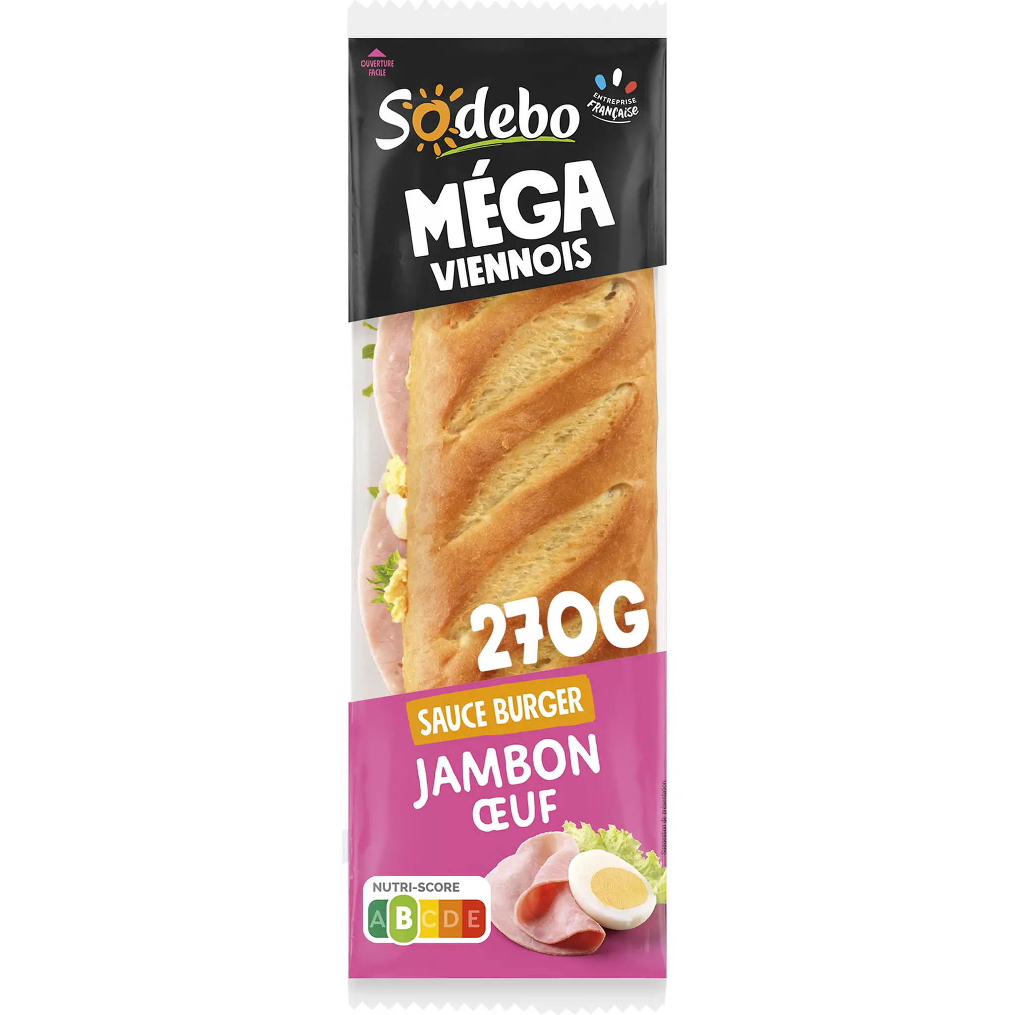 SODEBO Sandwich mega baguette viennois jambon œuf sauce burger