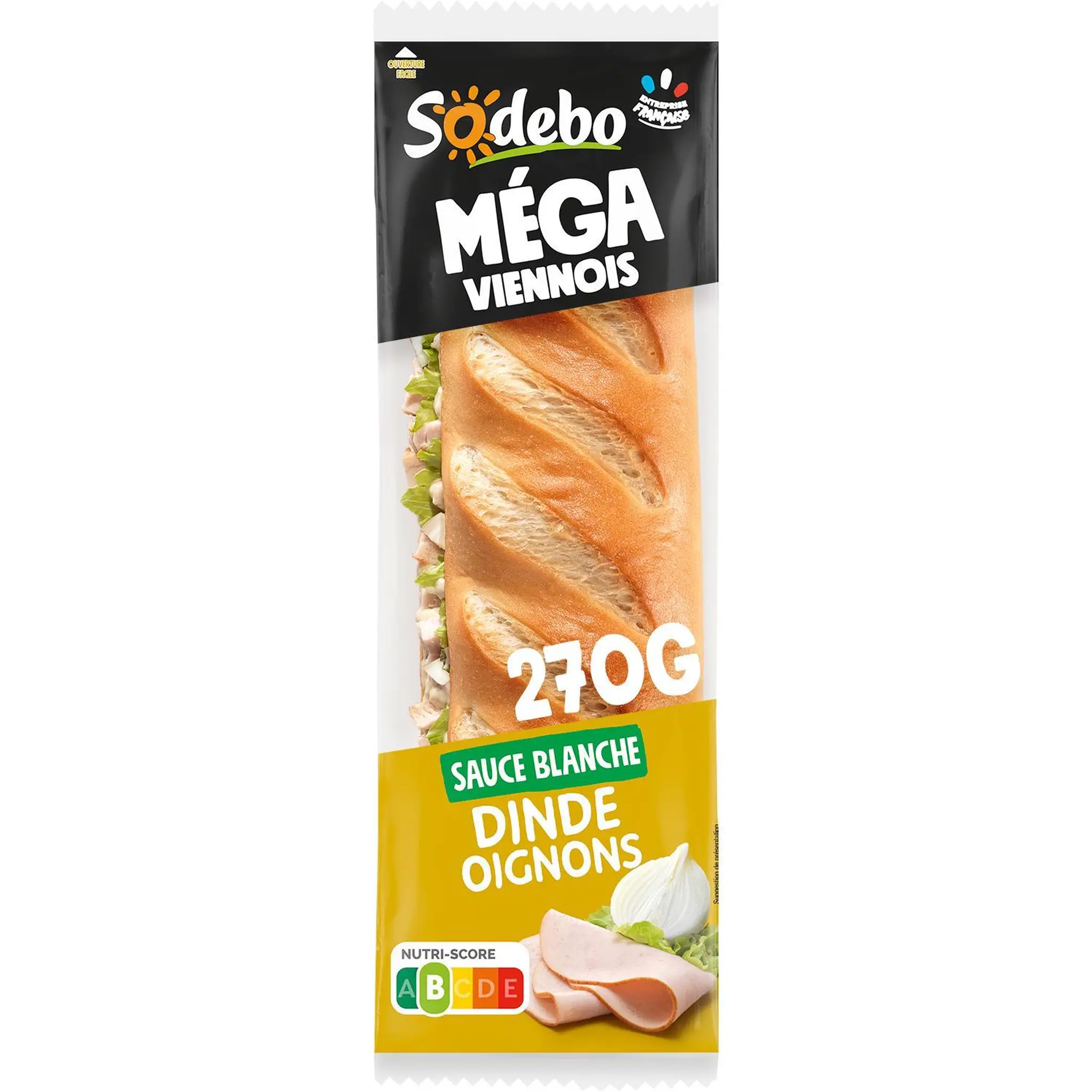 SODEBO Sandwich méga viennois dinde oignons sauce blanche