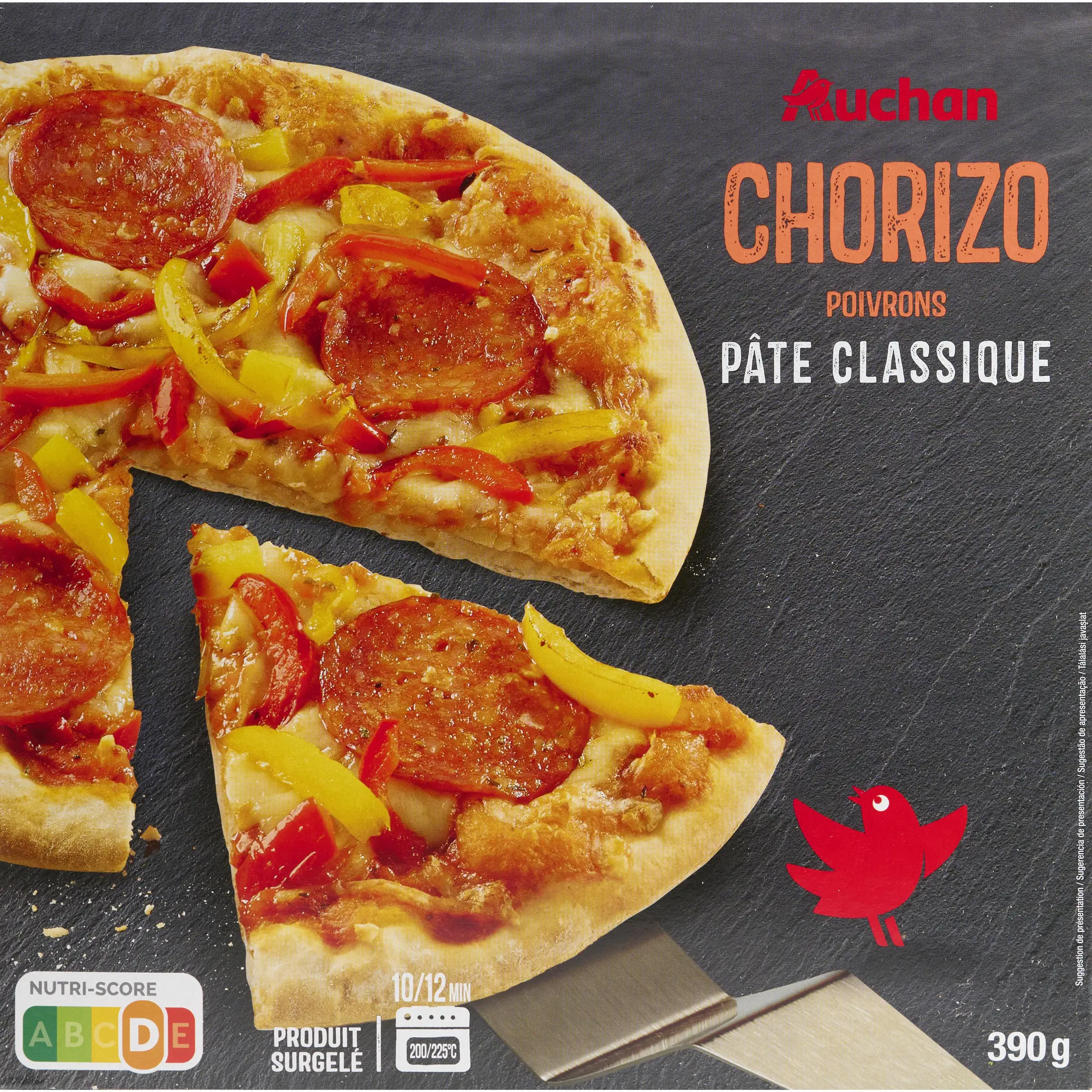 AUCHAN Pizza chorizo surgelée à cuire au four