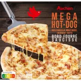 AUCHAN Pizza méga hot dog bord fourré saucisse