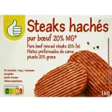 POUCE Steaks hachés pur bœuf 20% mg