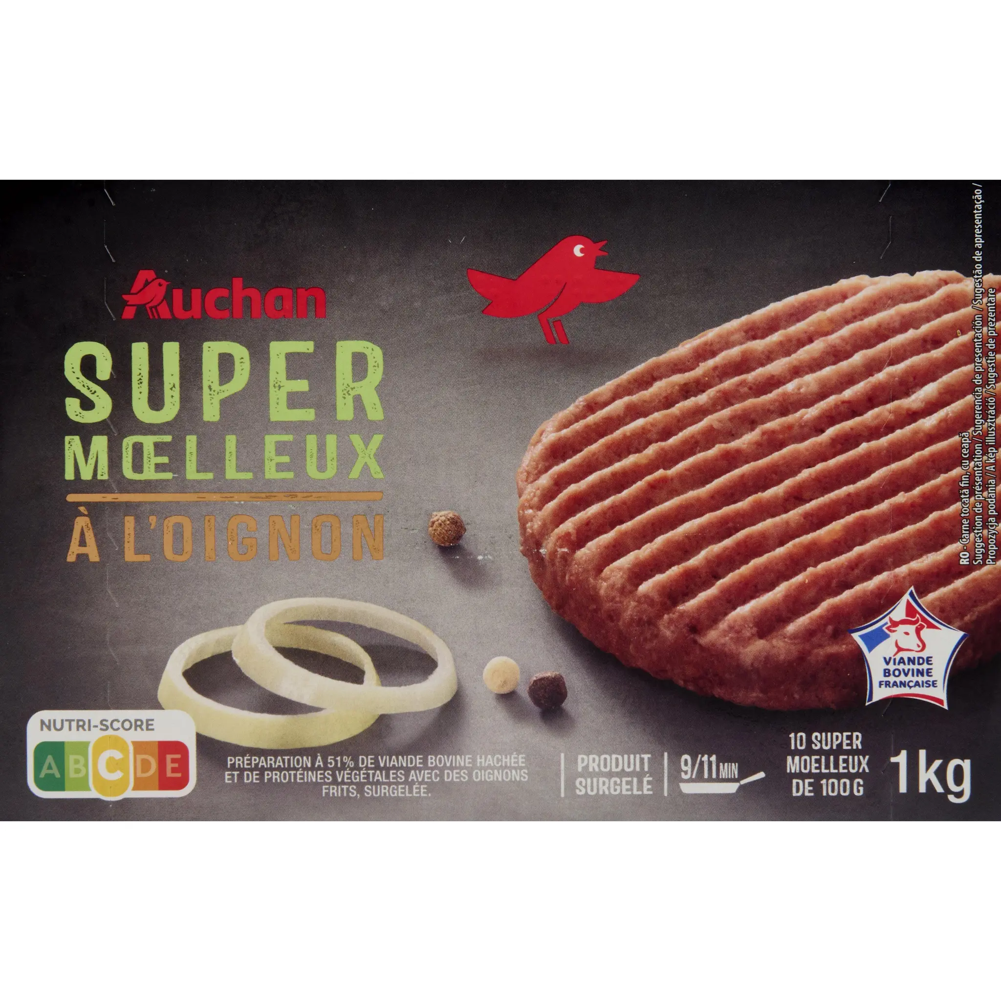 AUCHAN Hachés aux oignons super moelleux 15% mg