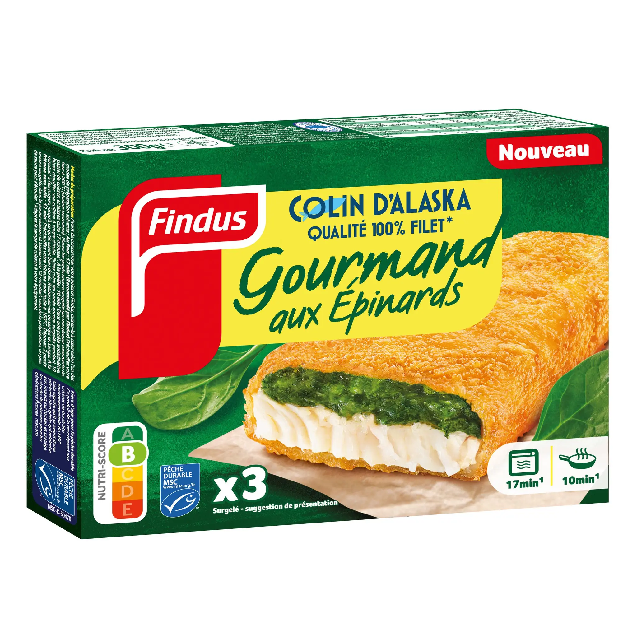 FINDUS Gourmand aux épinards et colin d'Alaska pané MSC