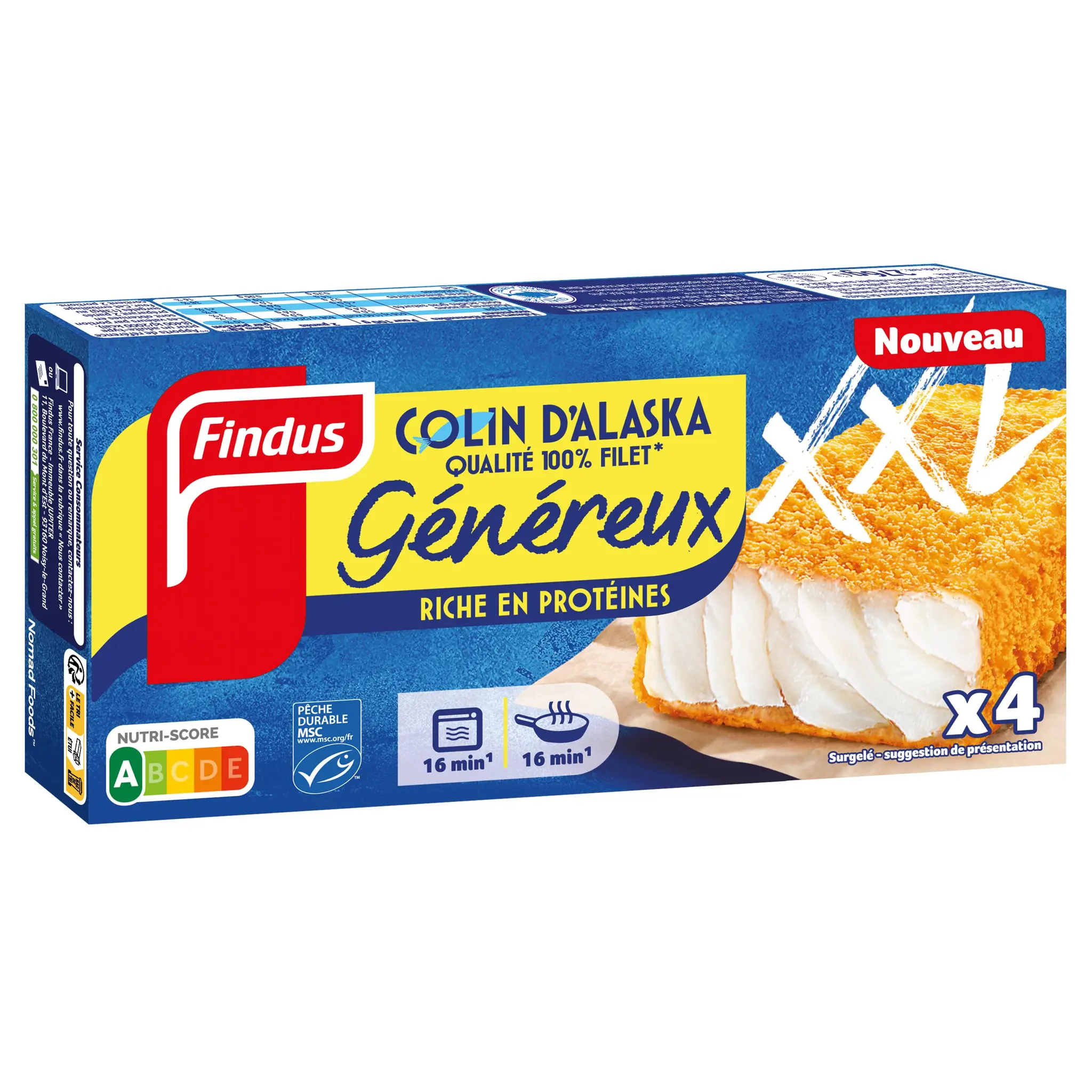 FINDUS Généreux de colin d'Alaska pané MSC