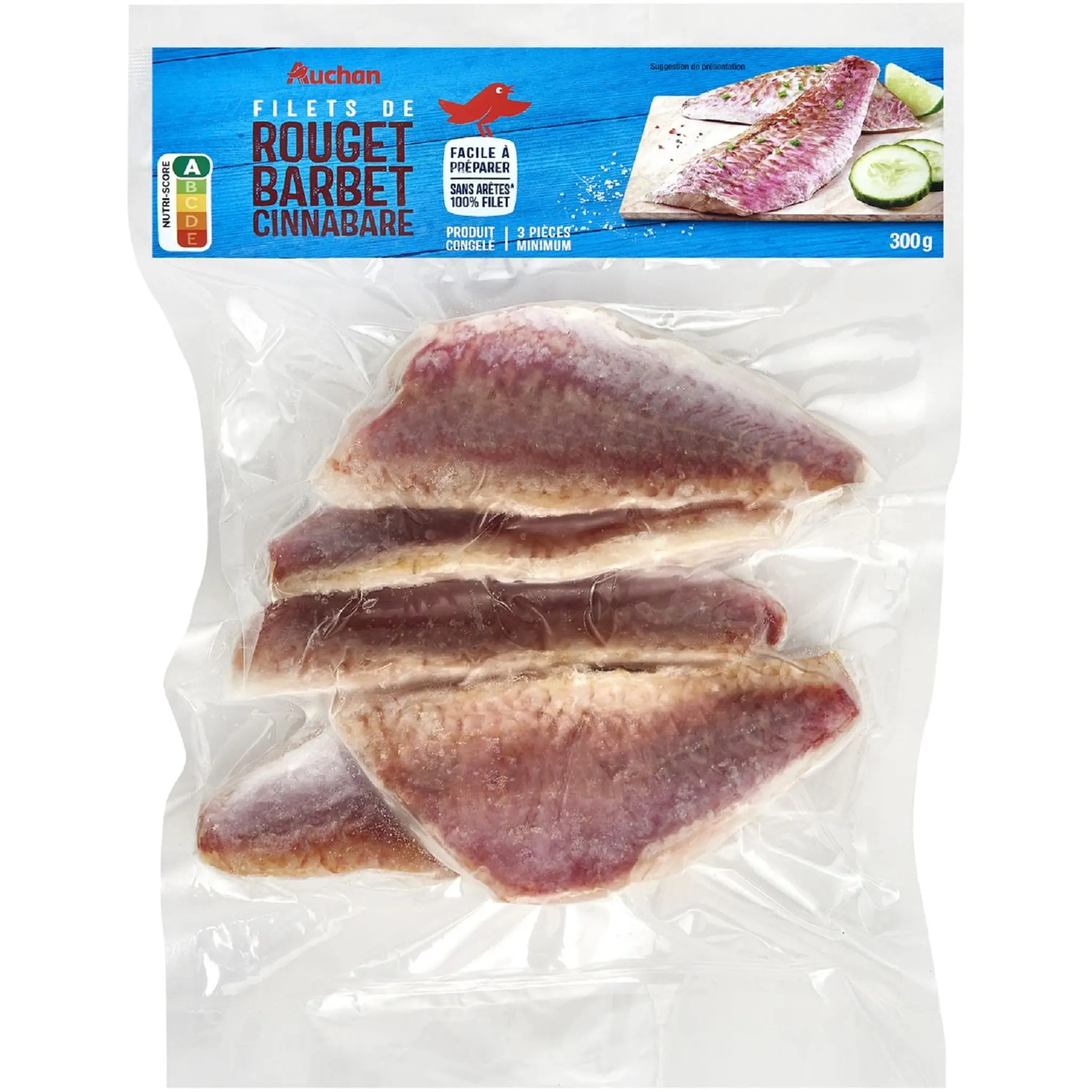 AUCHAN Filet de rouget barbet sans arête