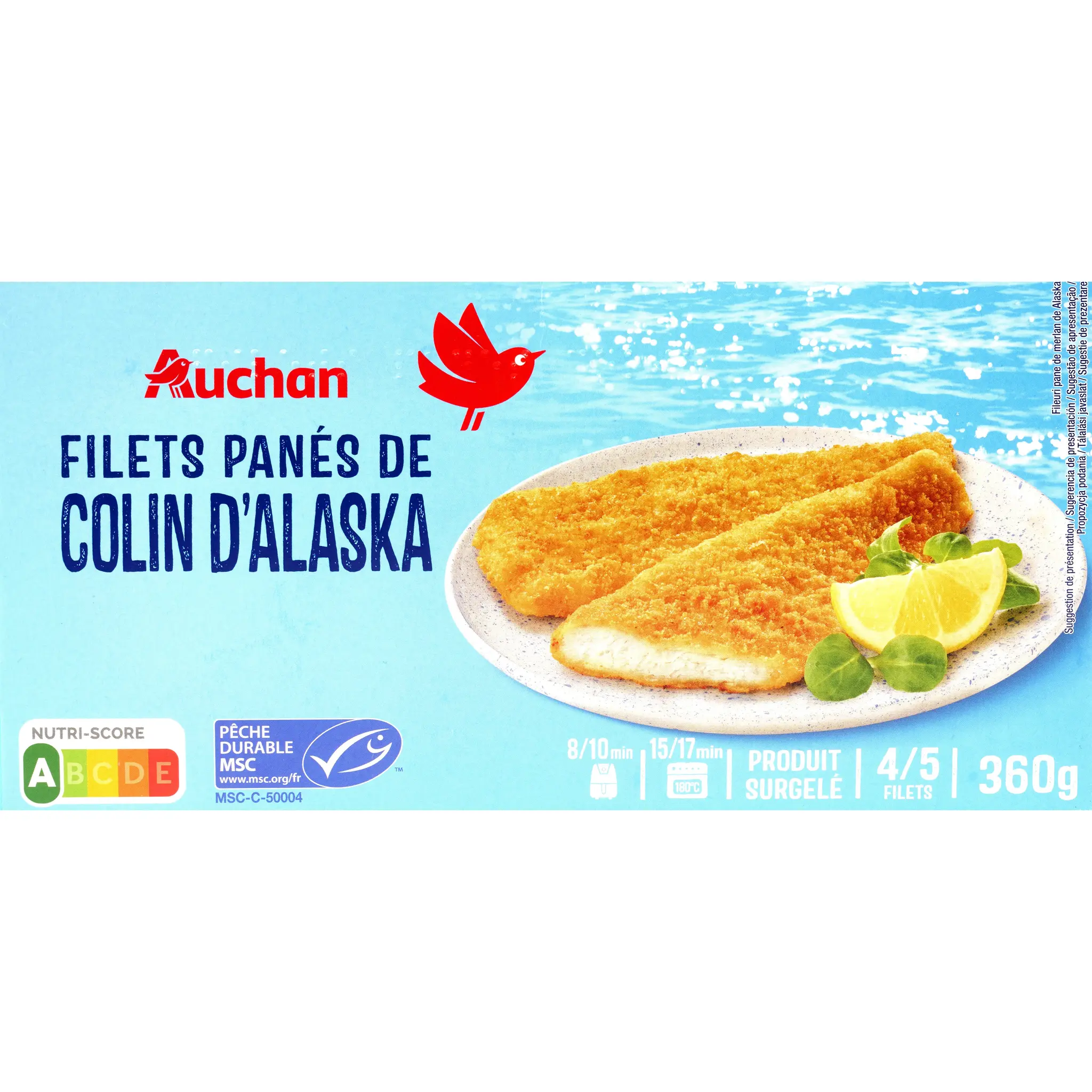 AUCHAN Filets panés de colin d'Alaska MSC