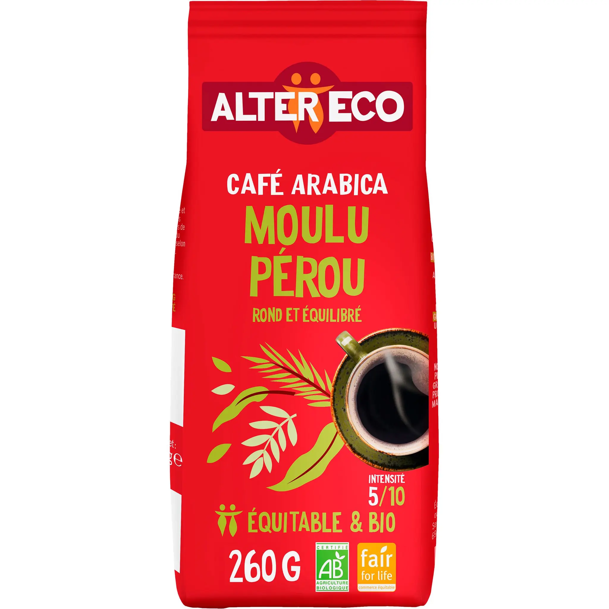 ALTER ECO Café moulu bio équitable 100% Arabica du Pérou intensité 3