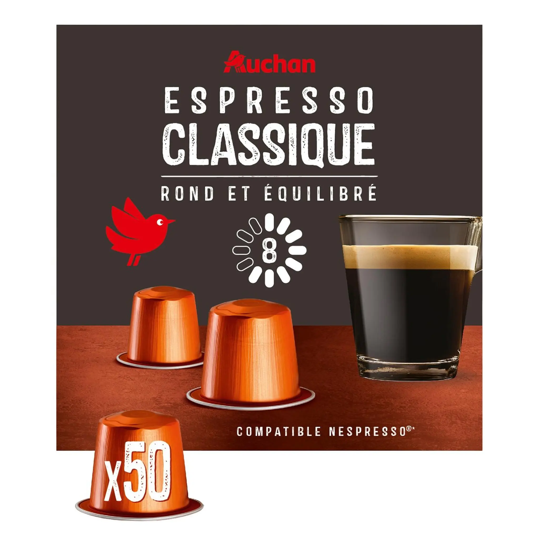 AUCHAN Capsules de café espresso classique compatibles Nespresso